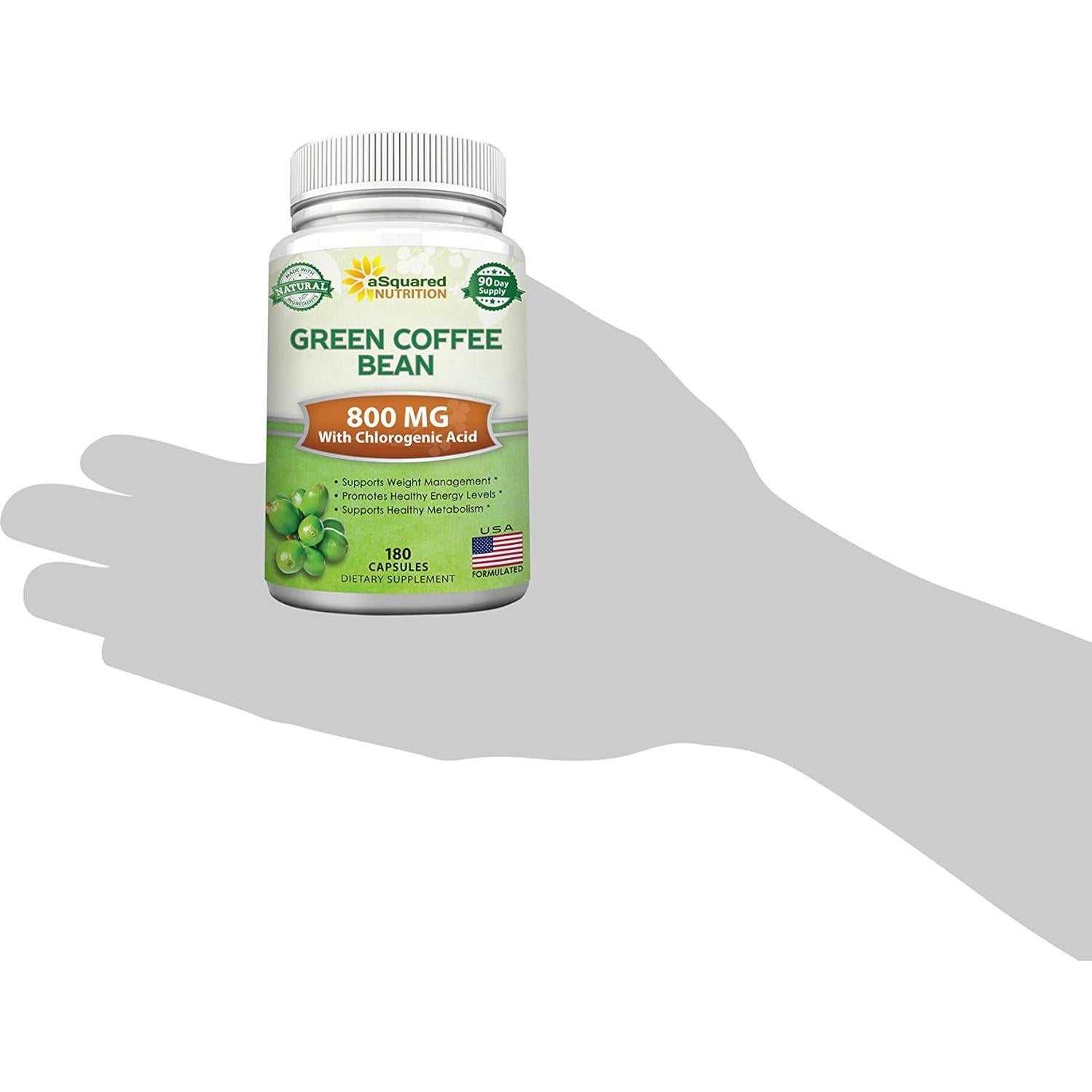 Cápsulas de Café Verde aSquared Nutrition 180 Unidades 800mg