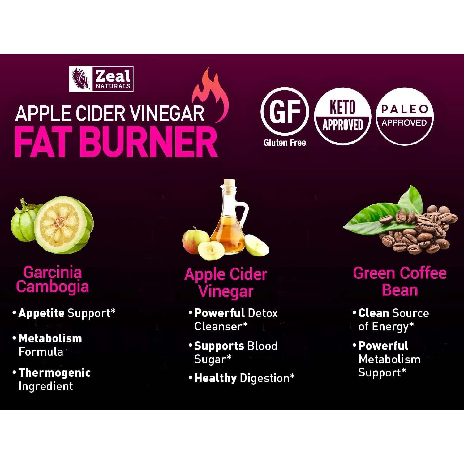 Píldoras de Vinagre de Sidra de Manzana Zeal Naturals 100 mg