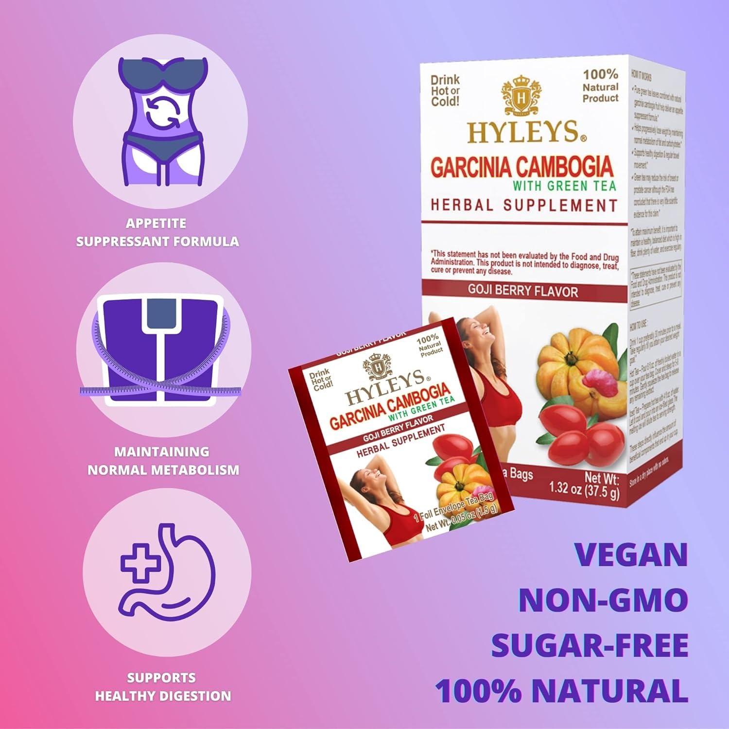 Té HYLEYS Garcinia Cambogia y Té Verde Baya Goji - 25 Bolsitas