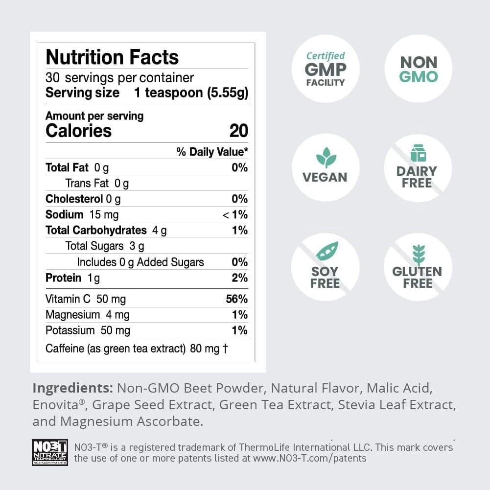 HumanN SuperBeets Energía Plus 166.5g - Polvo de Remolacha y Té Verde