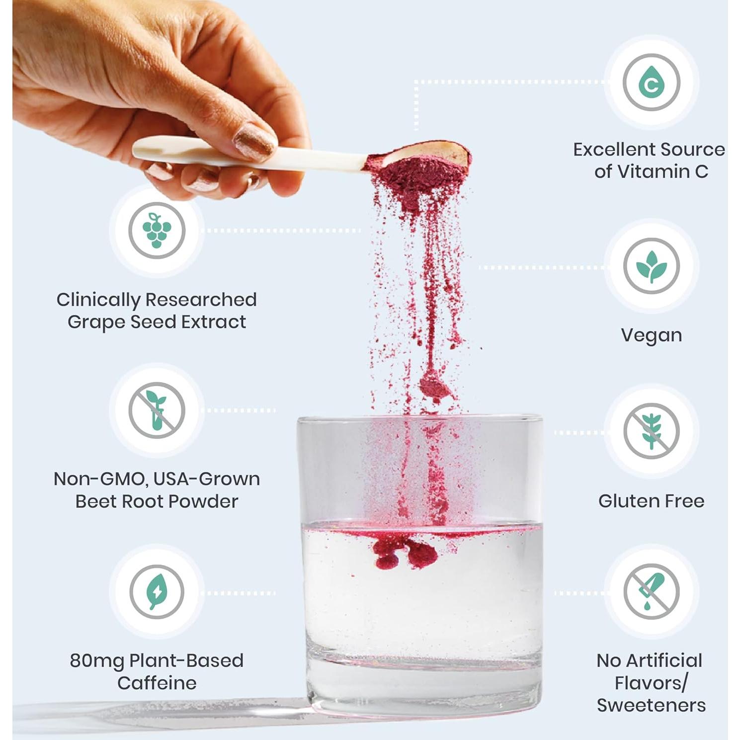 HumanN SuperBeets Energía Plus 166.5g - Polvo de Remolacha y Té Verde