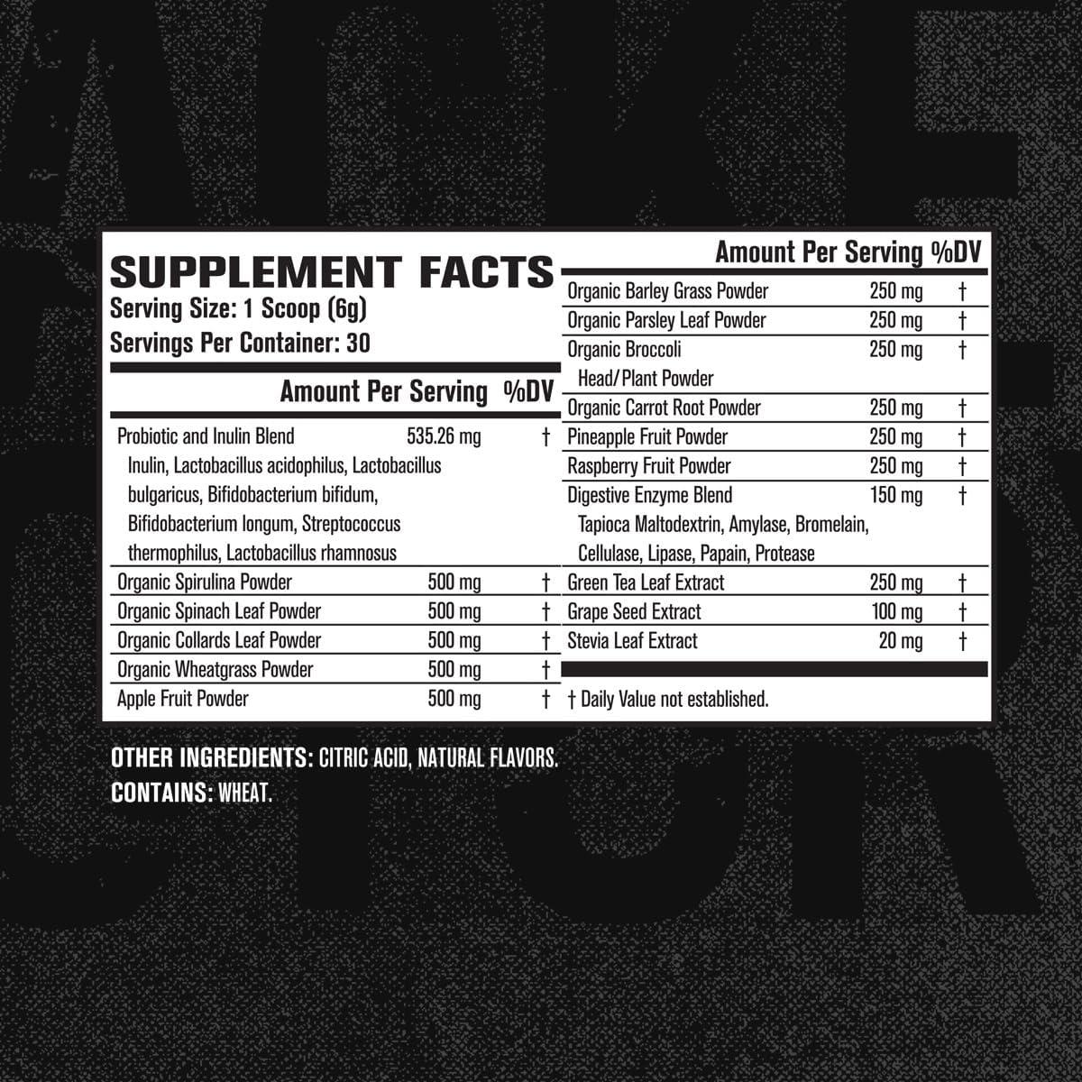 Polvo de Superalimento Verde Jacked Factory 272g - Keto, Probioticos