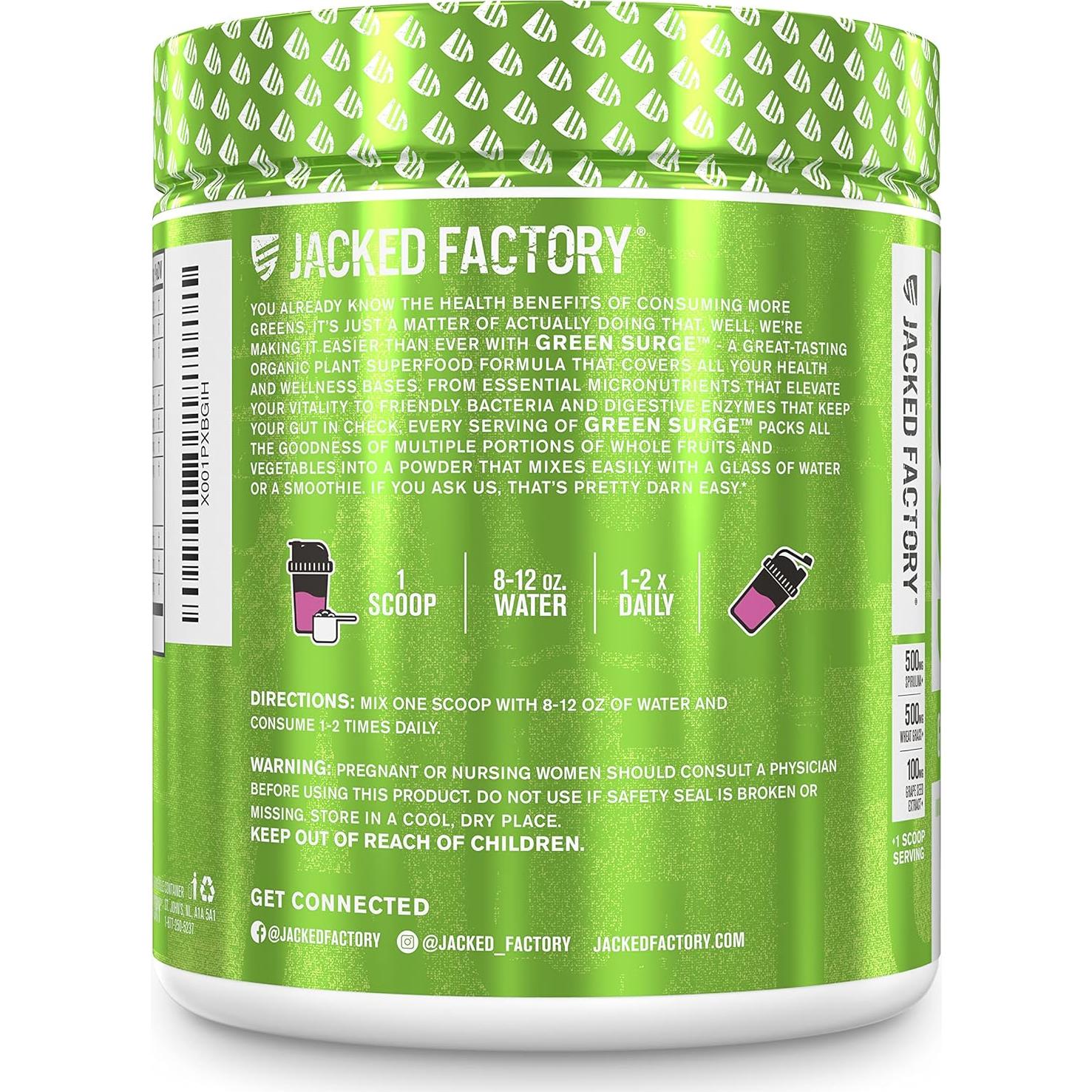 Polvo de Superalimento Verde Jacked Factory 272g - Keto, Probioticos