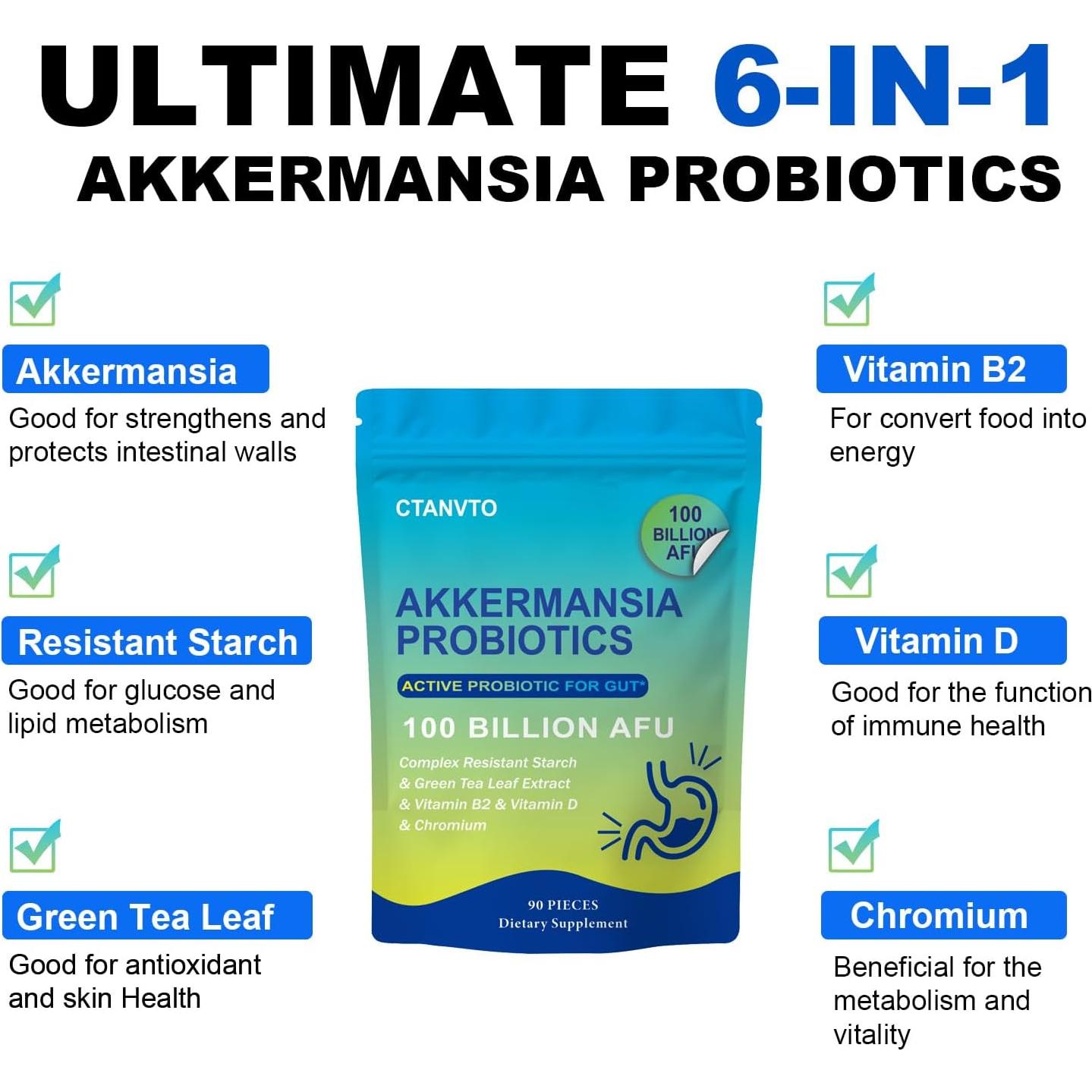 Probiotico Akkermansia 100 Mil Millones 90 Cápsulas Salud Intestinal