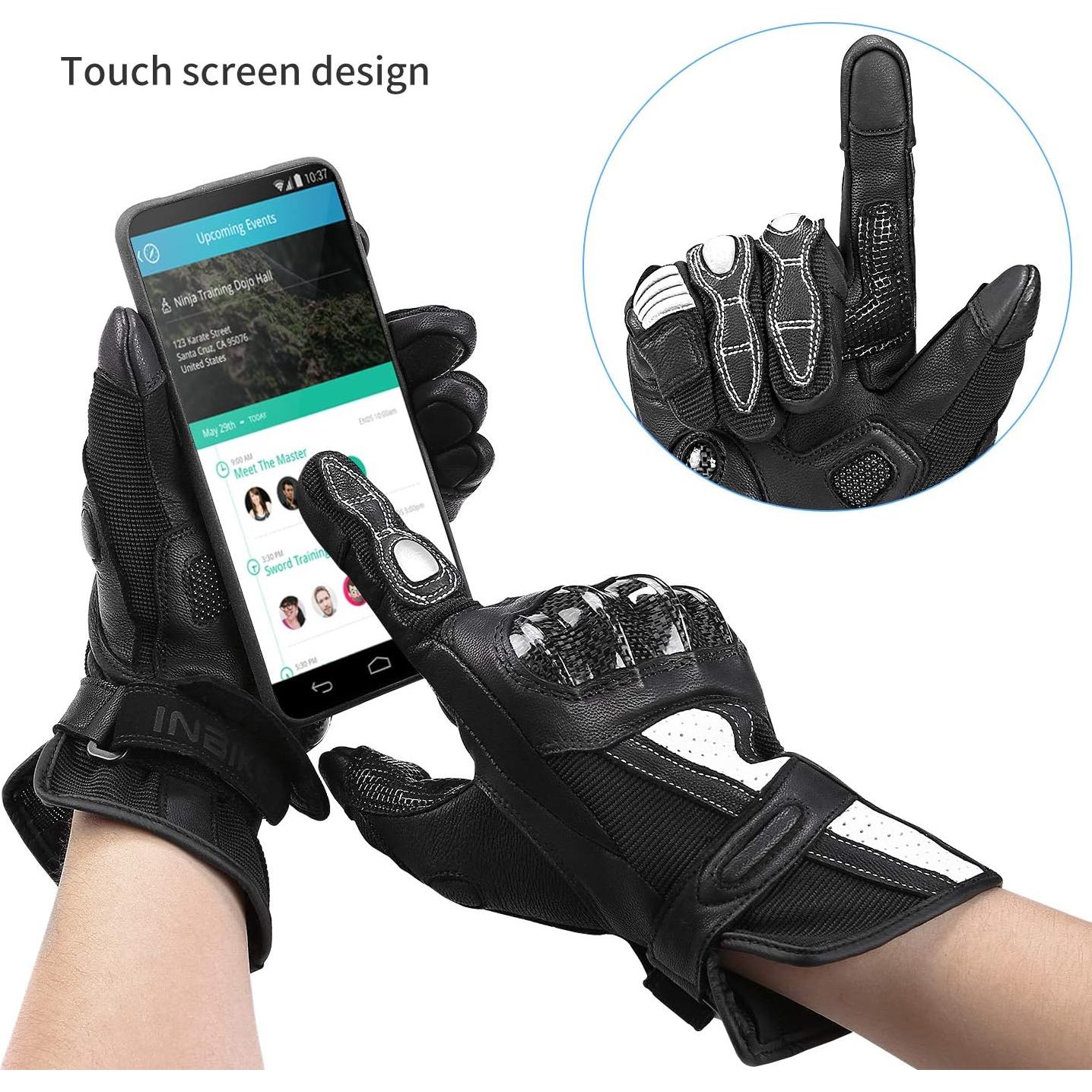 Guantes de Moto INBIKE de Cuero con Pantalla Táctil XX-Large