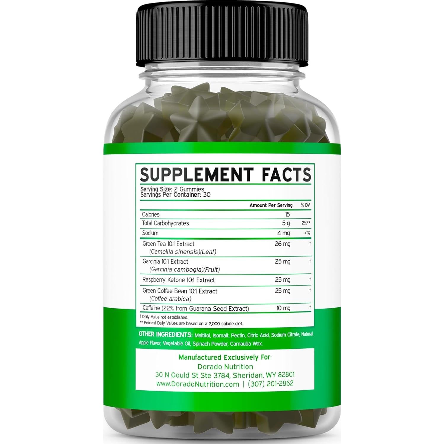 Gomitas Quemadoras de Grasa Té Verde Dorado Nutrition 60 Unidades