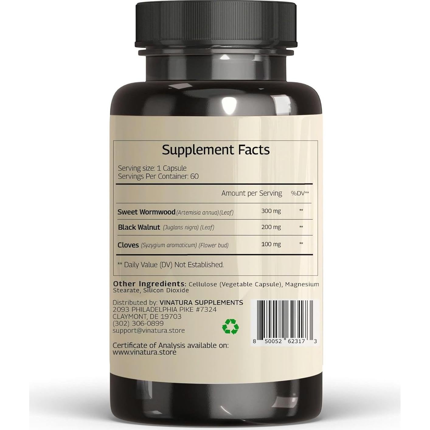 Cápsulas de Ajenjo, Nogal Negro y Clavo Vinatura - 60 Unidades