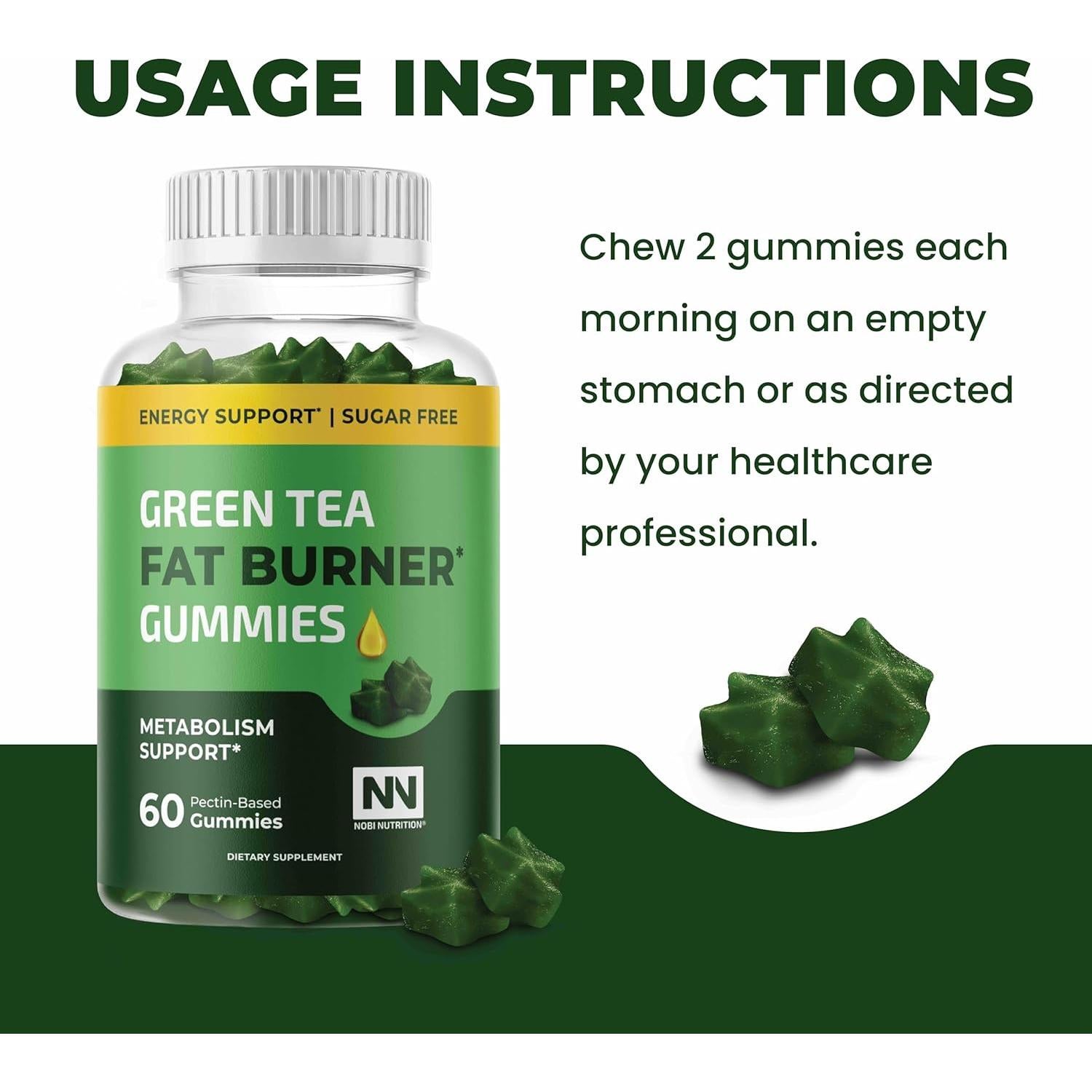 Gomitas quemagrasas Nobi Nutrition té verde 60 unidades