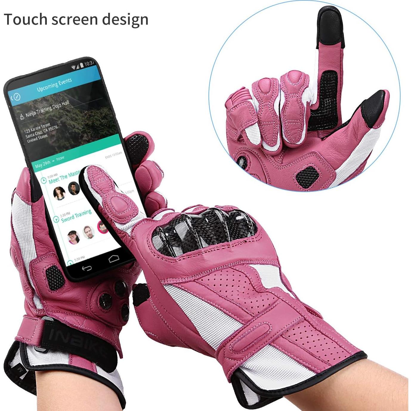 Guantes de motocicleta INBIKE Rosa XS con nudillos duros