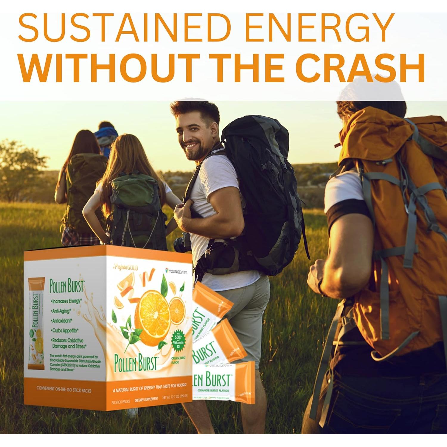 Suplemento Energético Youngevity ProJoba Pollen Burst Naranja 30 Paquetes