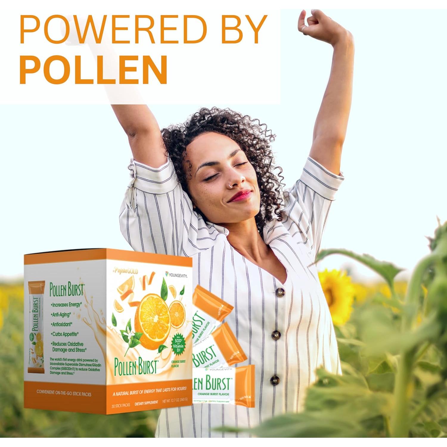 Suplemento Energético Youngevity ProJoba Pollen Burst Naranja 30 Paquetes