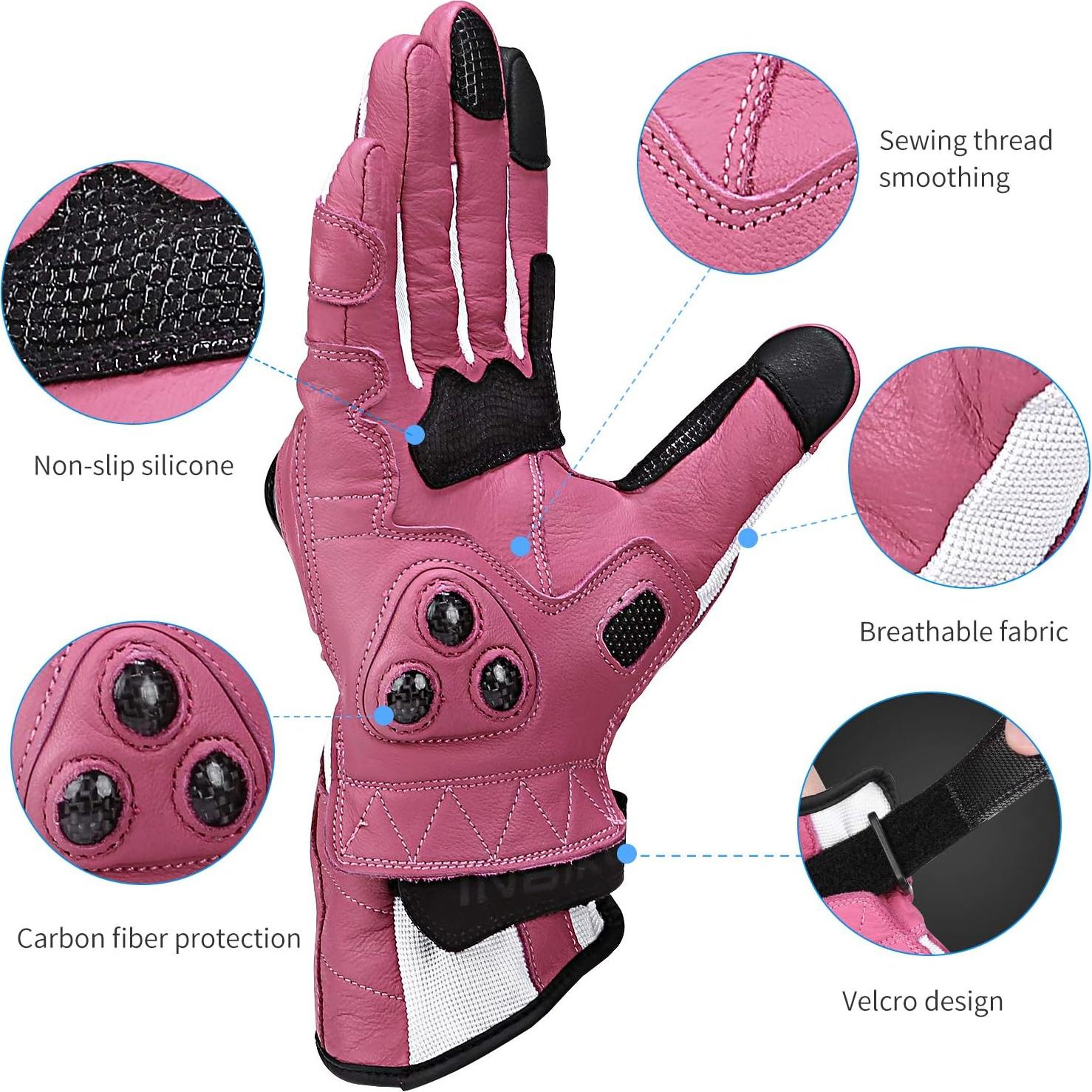 Guantes de motocicleta INBIKE Rosa Grande con protección