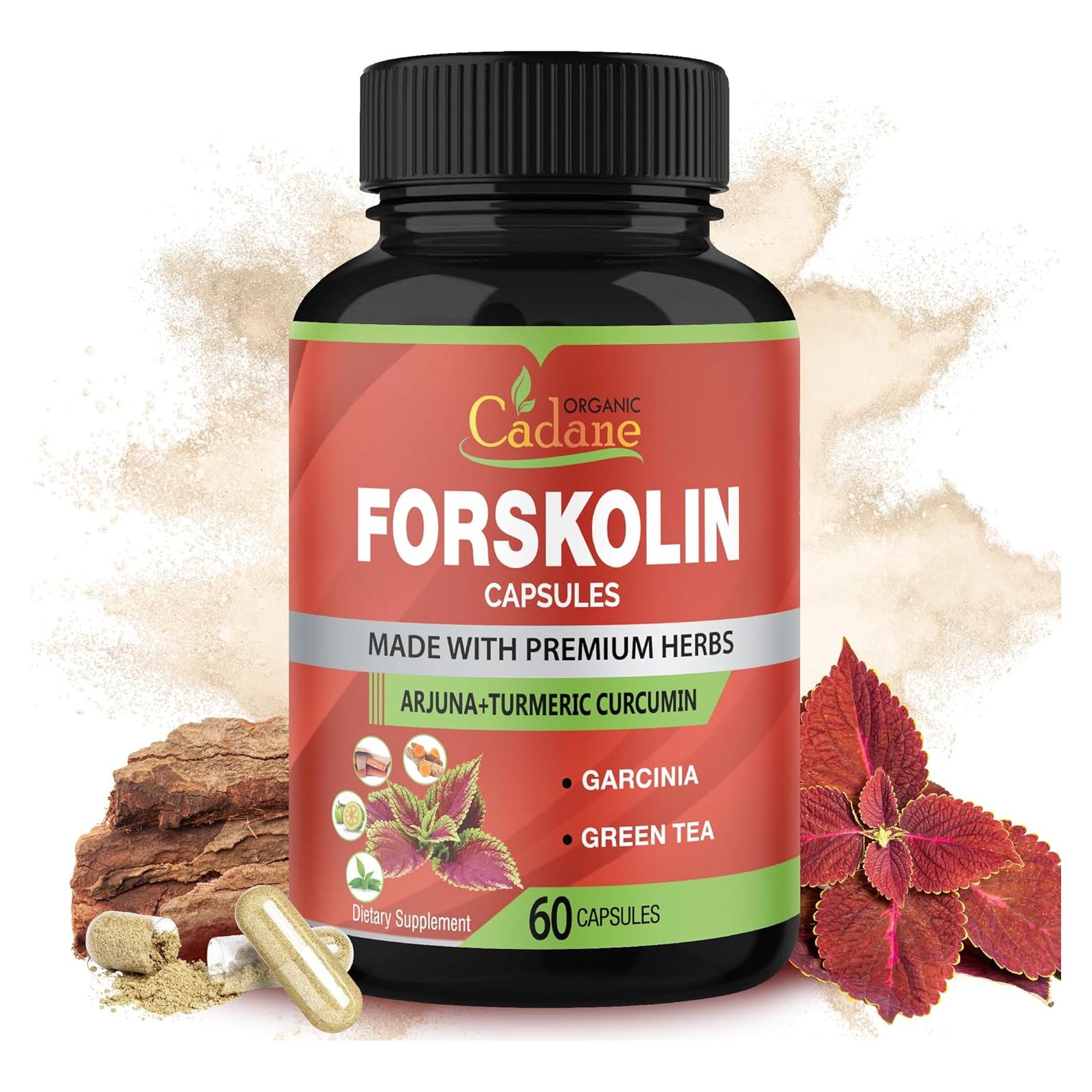 Suplemento Orgánico de Forskolin Cadane - 60 Cápsulas con Cúrcuma