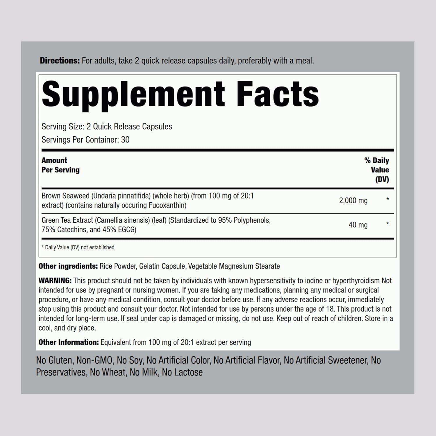 Cápsulas de Algas Marinas Marrones Piping Rock 2000mg - 60 Unidades