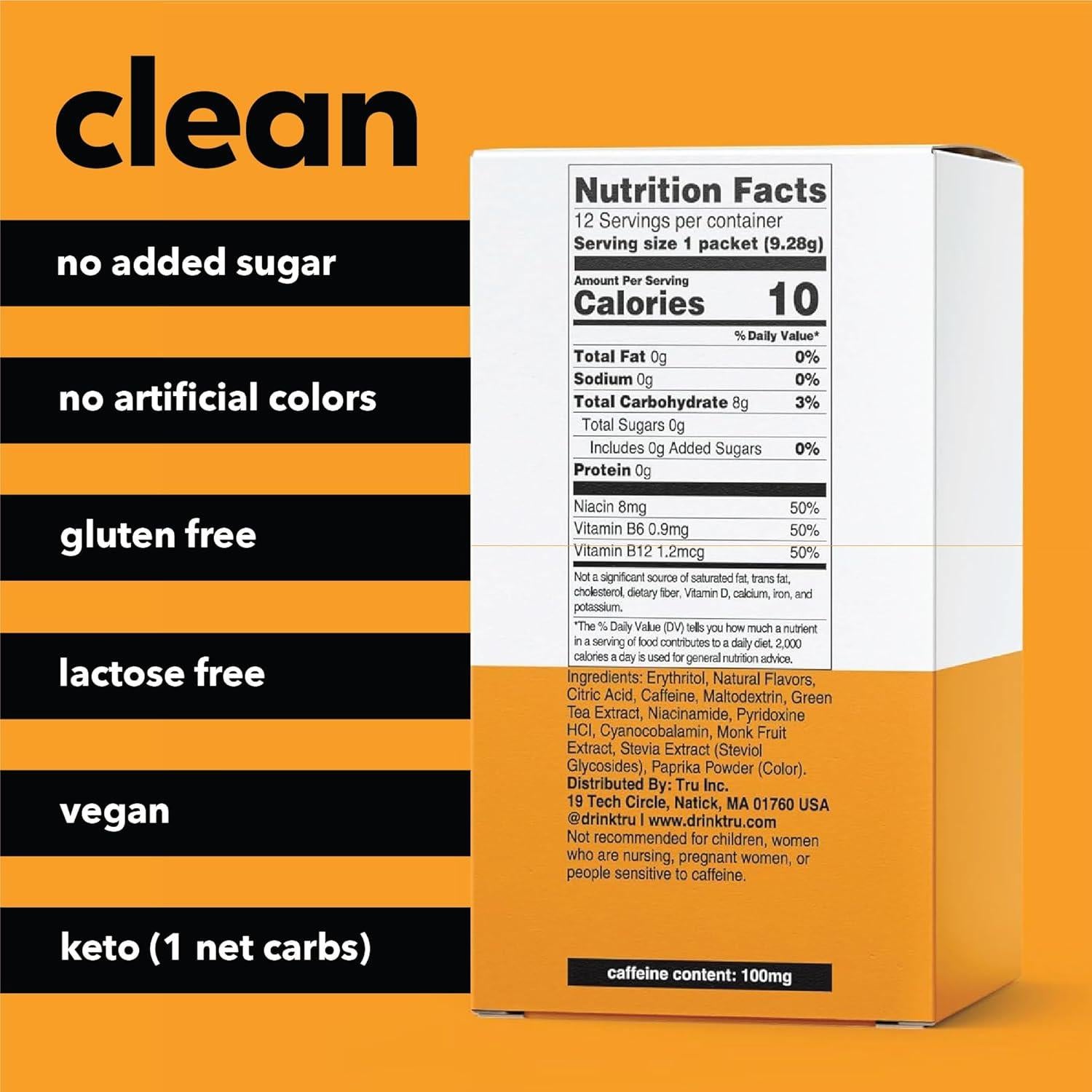 Suplemento Energético Tru Energy Mango - 12 Paquetes