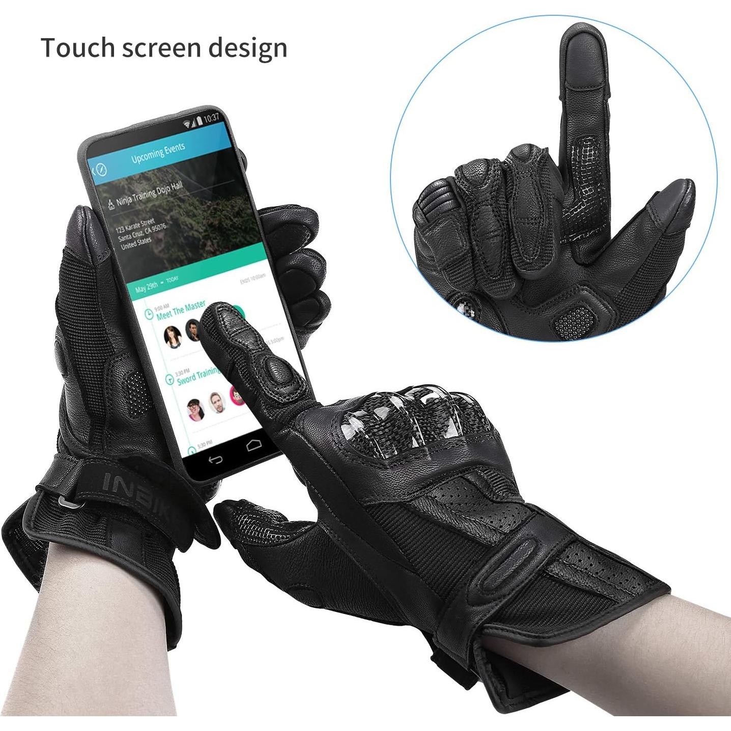 Guantes de Moto INBIKE XX-Large Negro con Pantalla Táctil