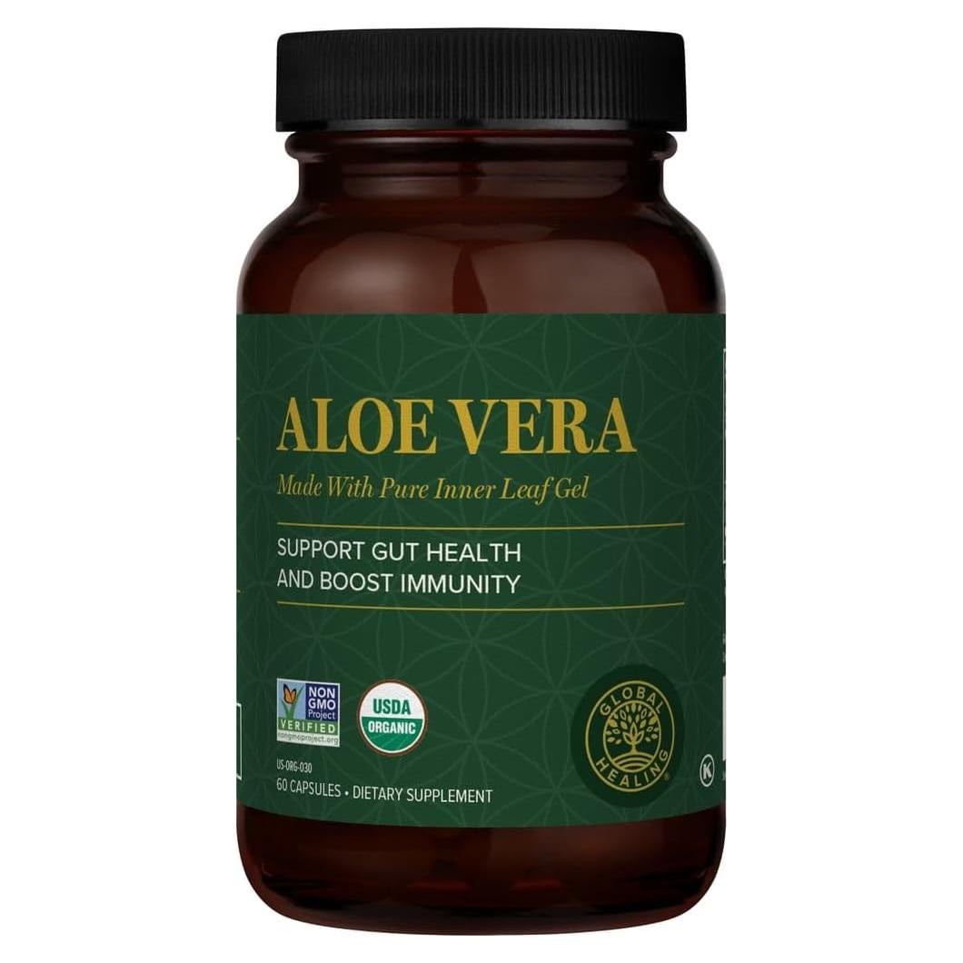 Suplemento de Aloe Vera Orgánico Global Healing 60 Cápsulas