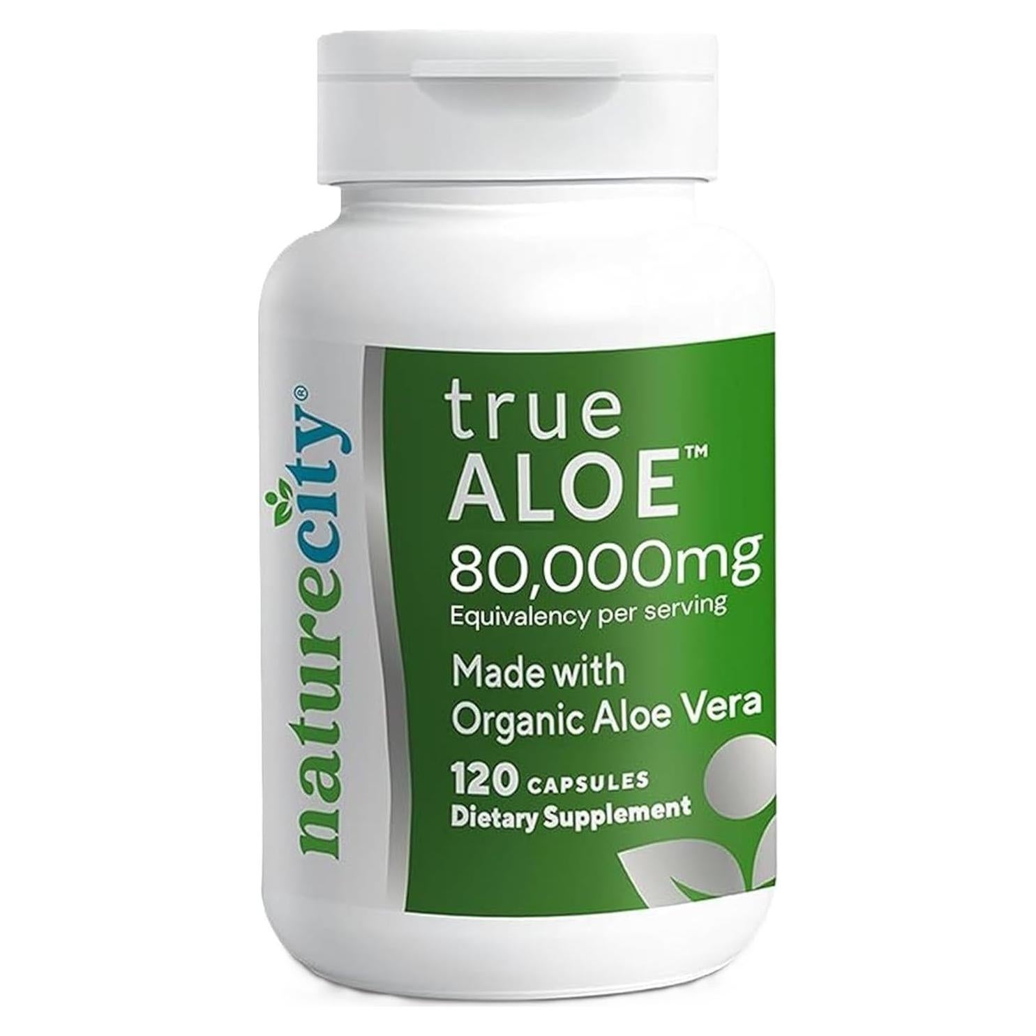 NatureCity Gel de Aloe Vera Orgánico 80,000mg - 120 Cápsulas