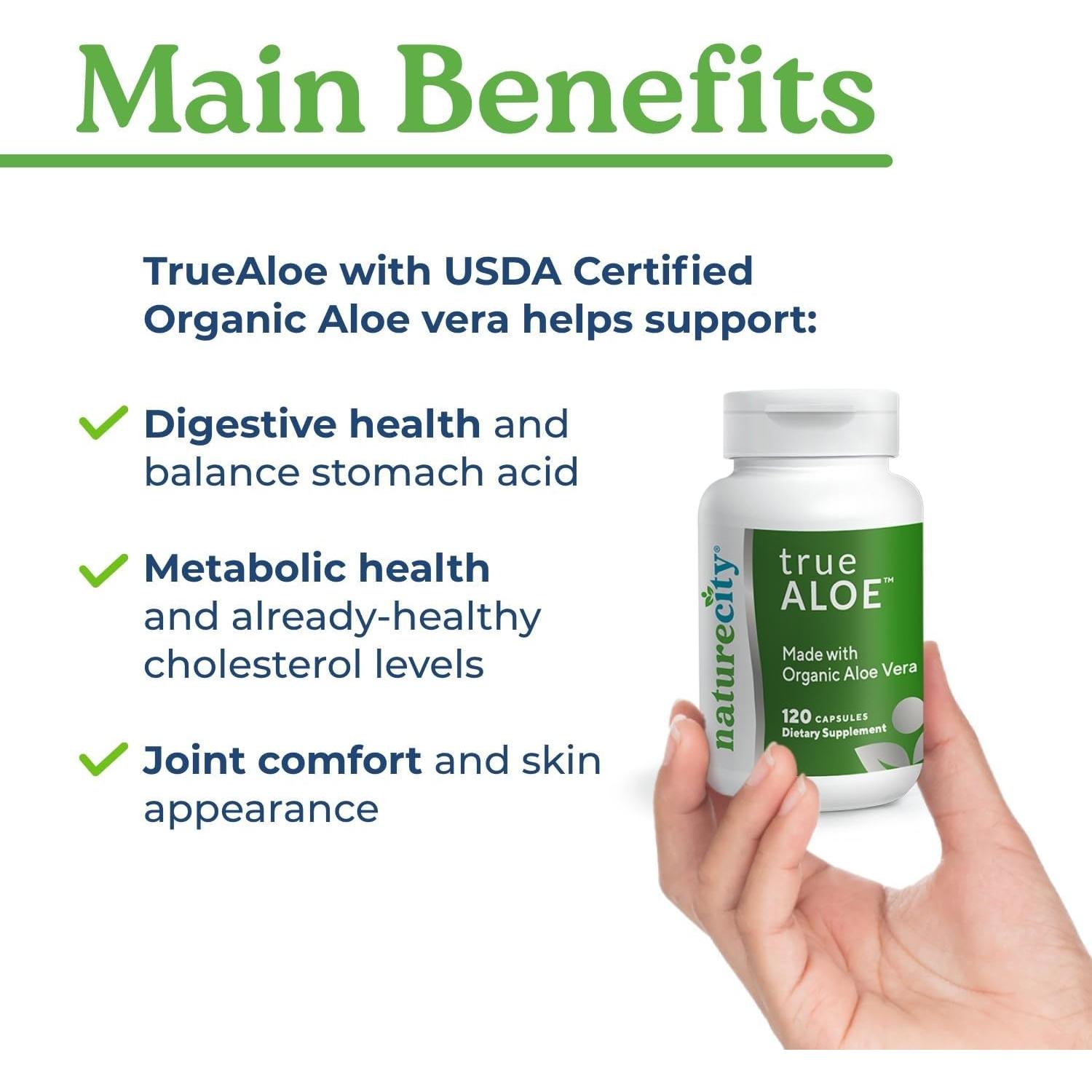 NatureCity Gel de Aloe Vera Orgánico 80,000mg - 120 Cápsulas