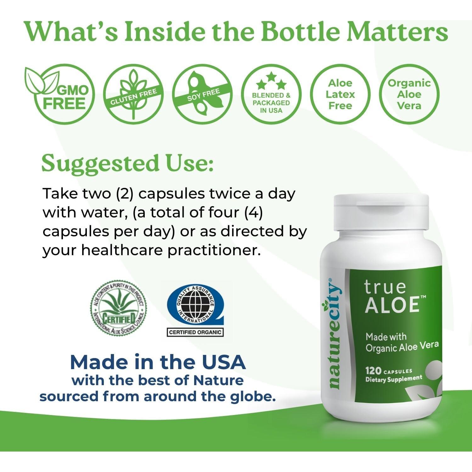 NatureCity Gel de Aloe Vera Orgánico 80,000mg - 120 Cápsulas