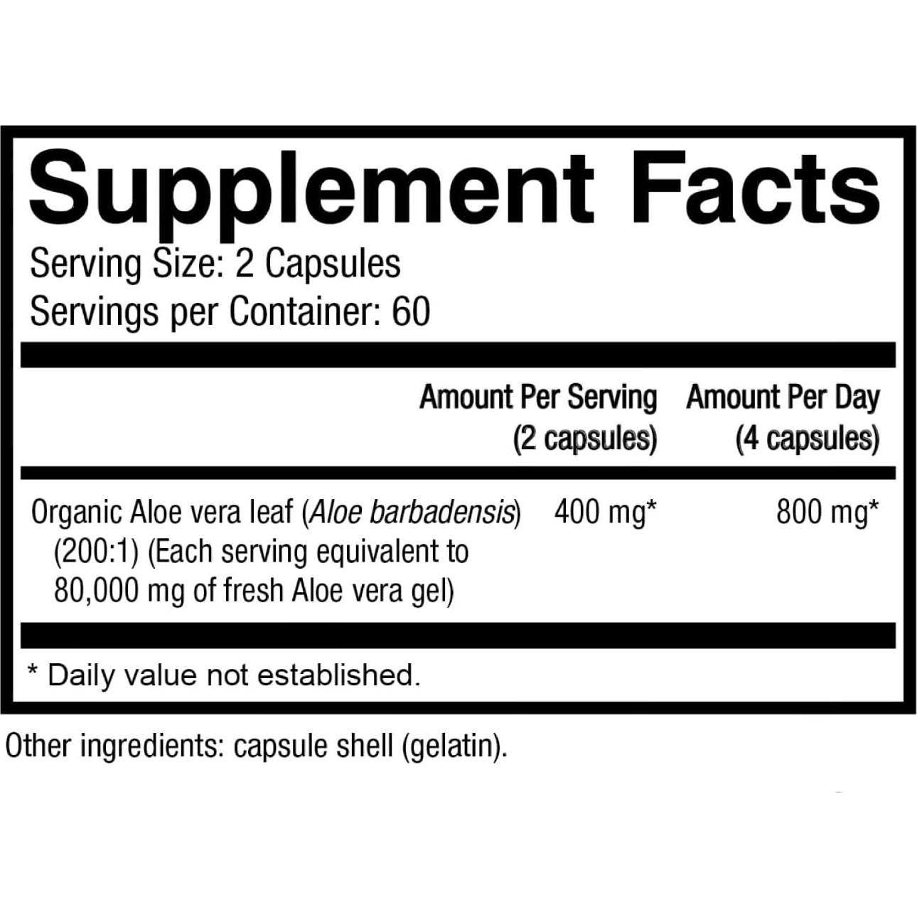 NatureCity Gel de Aloe Vera Orgánico 80,000mg - 120 Cápsulas