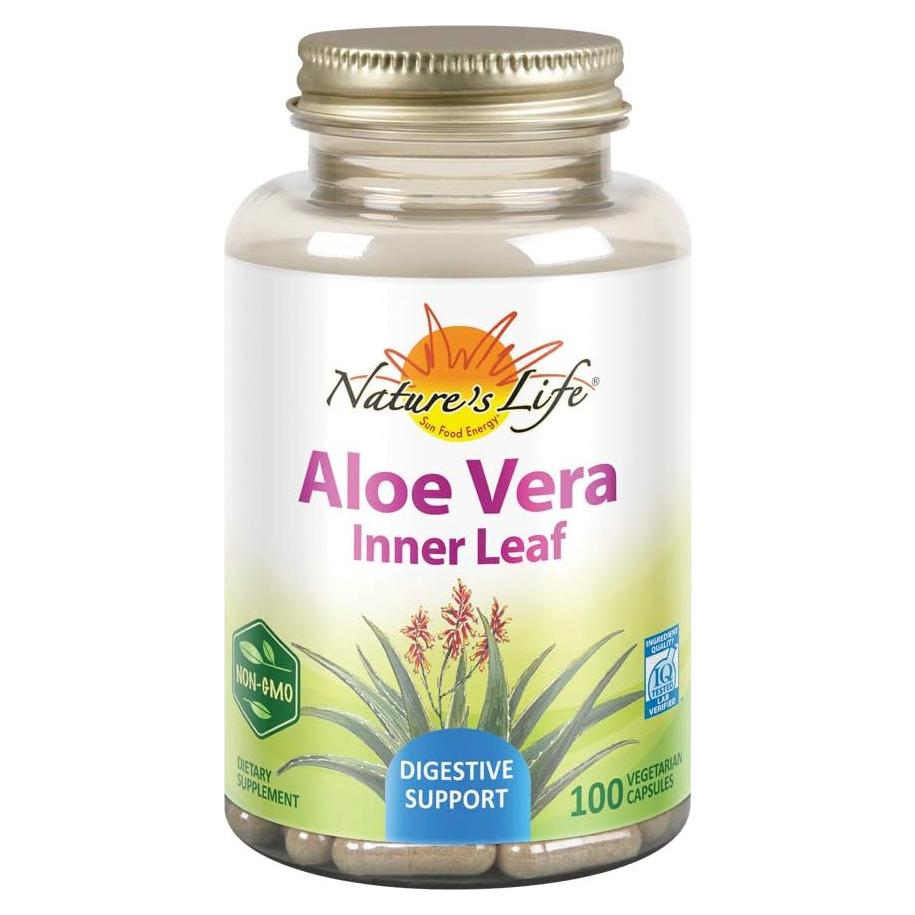 Aloe Vera Hoja Interna Nature's Life 100 Cápsulas Veganas
