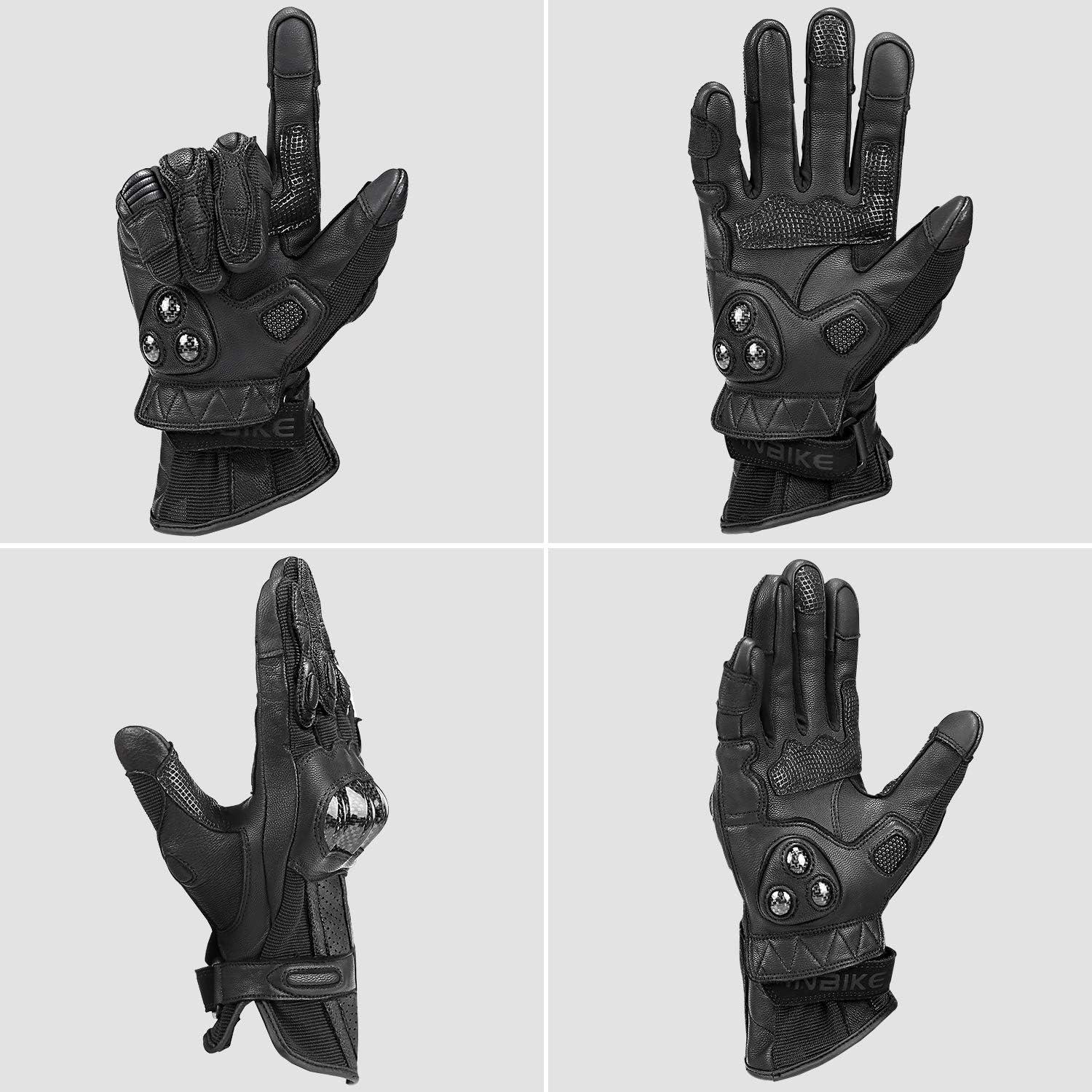 Guantes de motocicleta INBIKE negros con nudillos duros y táctil