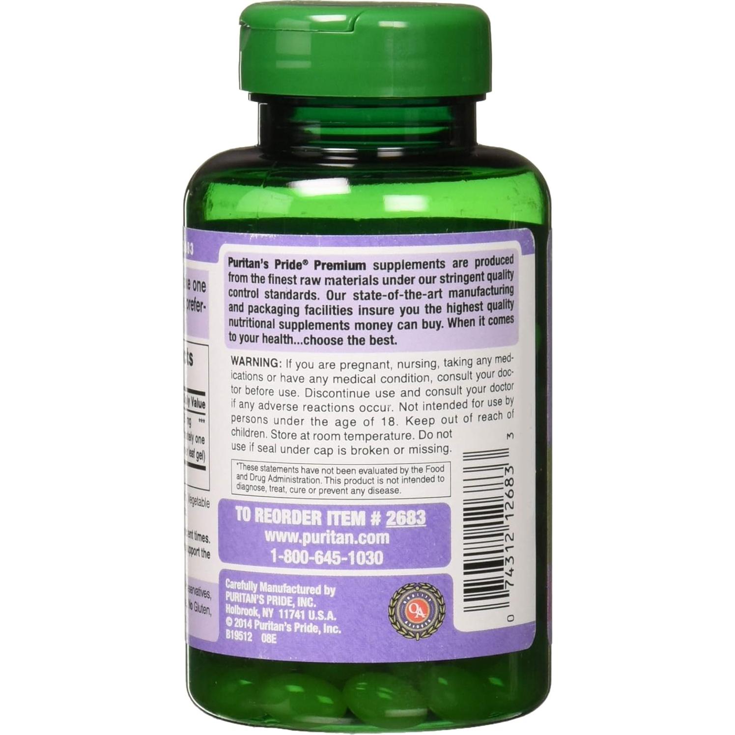 Extracto de Aloe Vera Puritan's Pride 5000 mg 200 Gelatinas