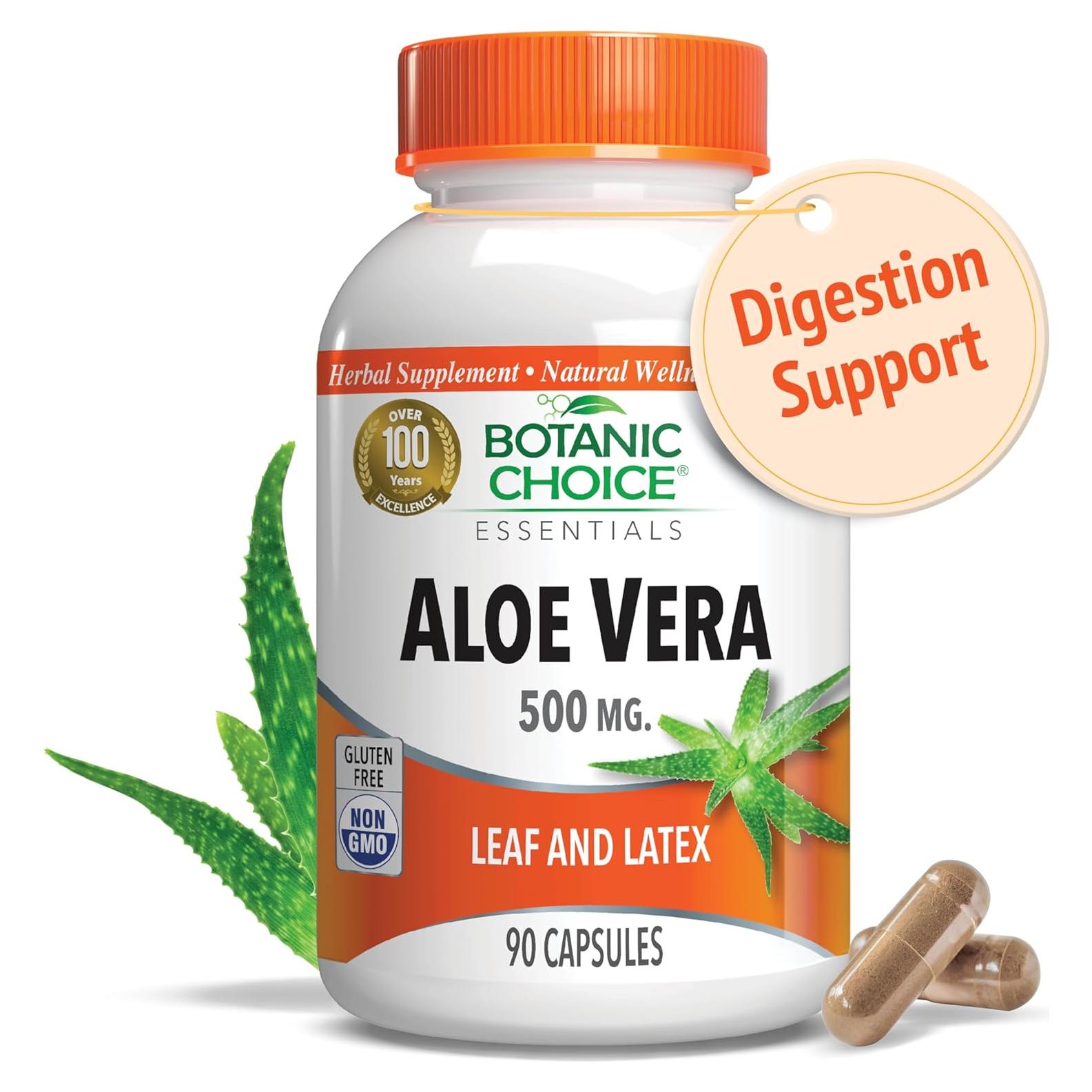 Suplemento Digestivo Aloe Vera Botanic Choice 90 Cápsulas 500mg