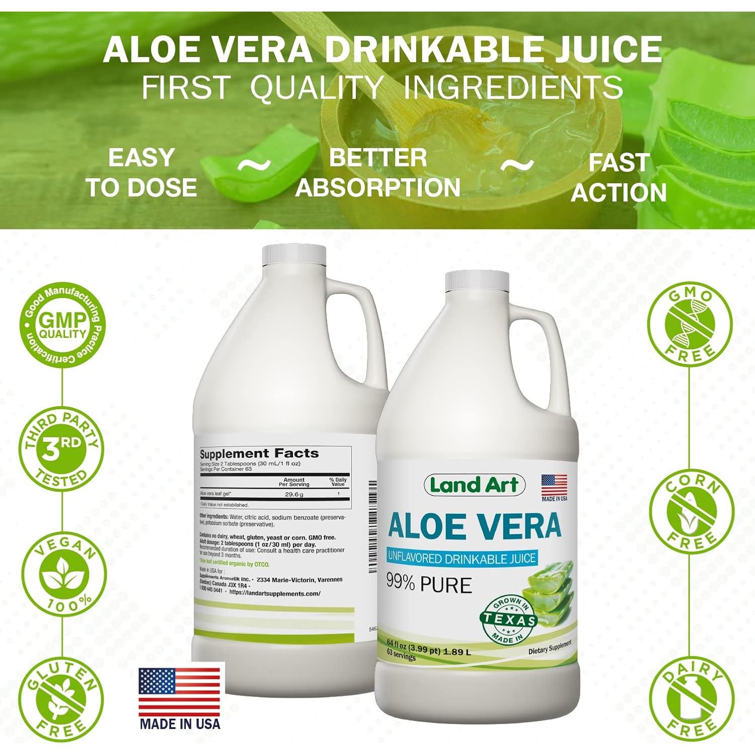 Jugo de Aloe Vera Puro Land Art 1.89 L Orgánico Sin Sabor