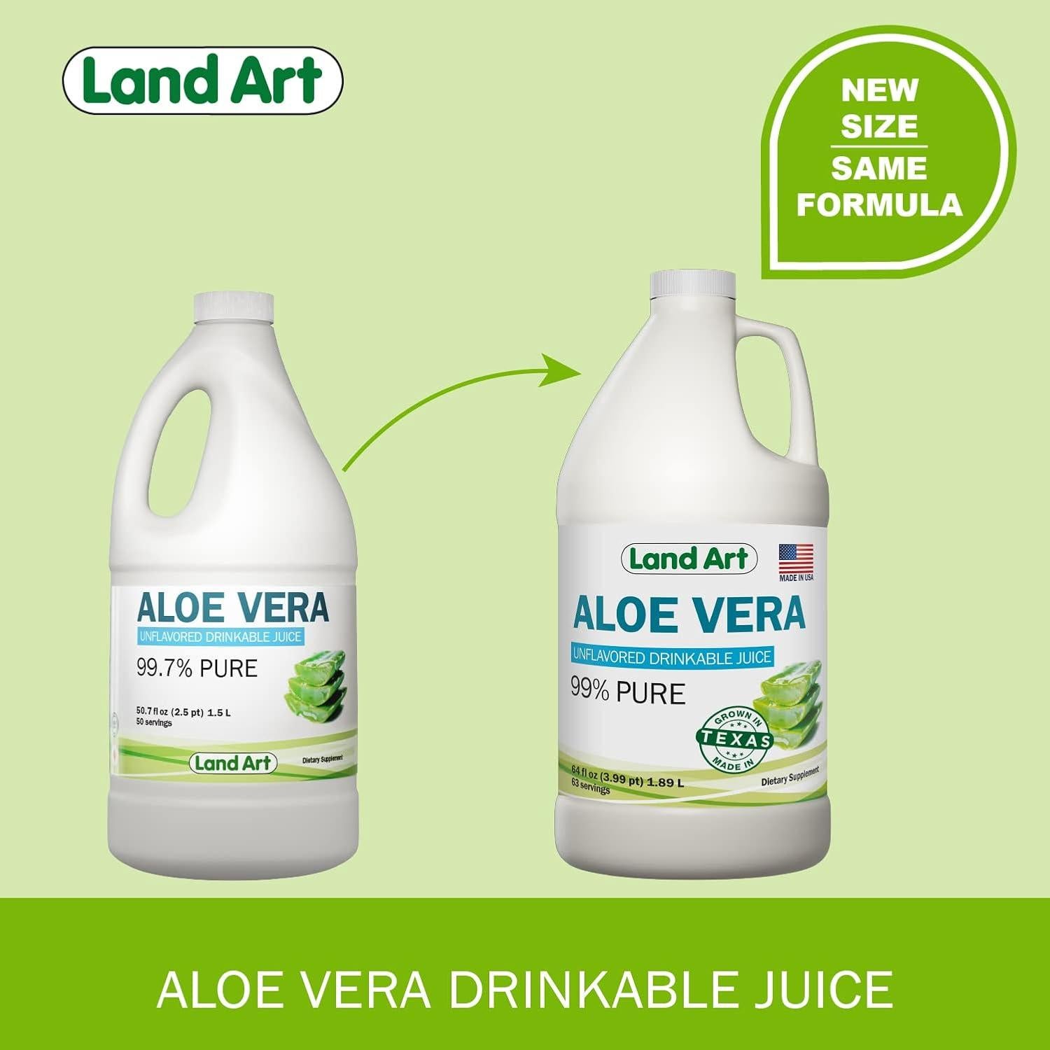 Jugo de Aloe Vera Puro Land Art 1.89 L Orgánico Sin Sabor
