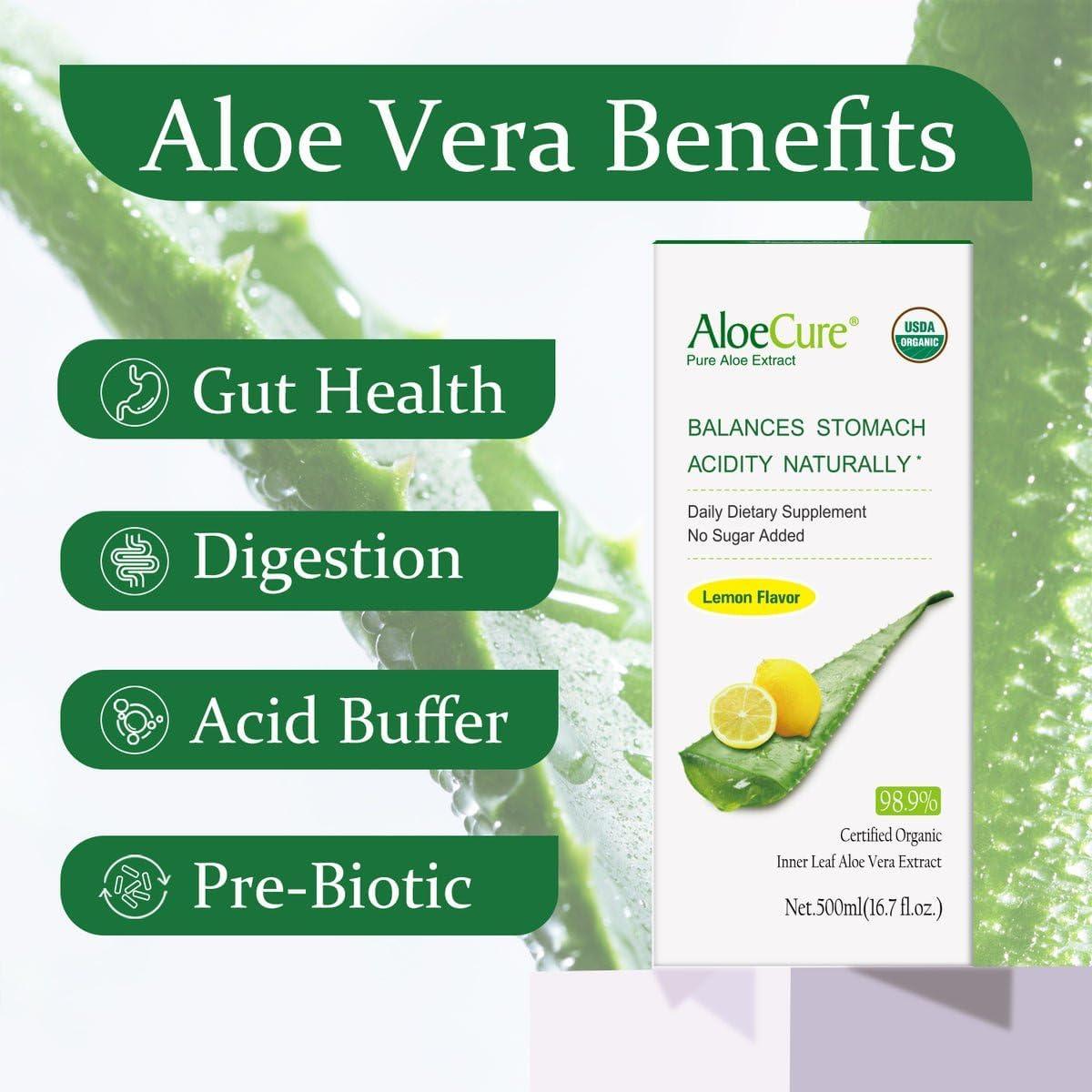 Jugo de Aloe Vera Orgánico AloeCure Limón 6 Botellas 496ml