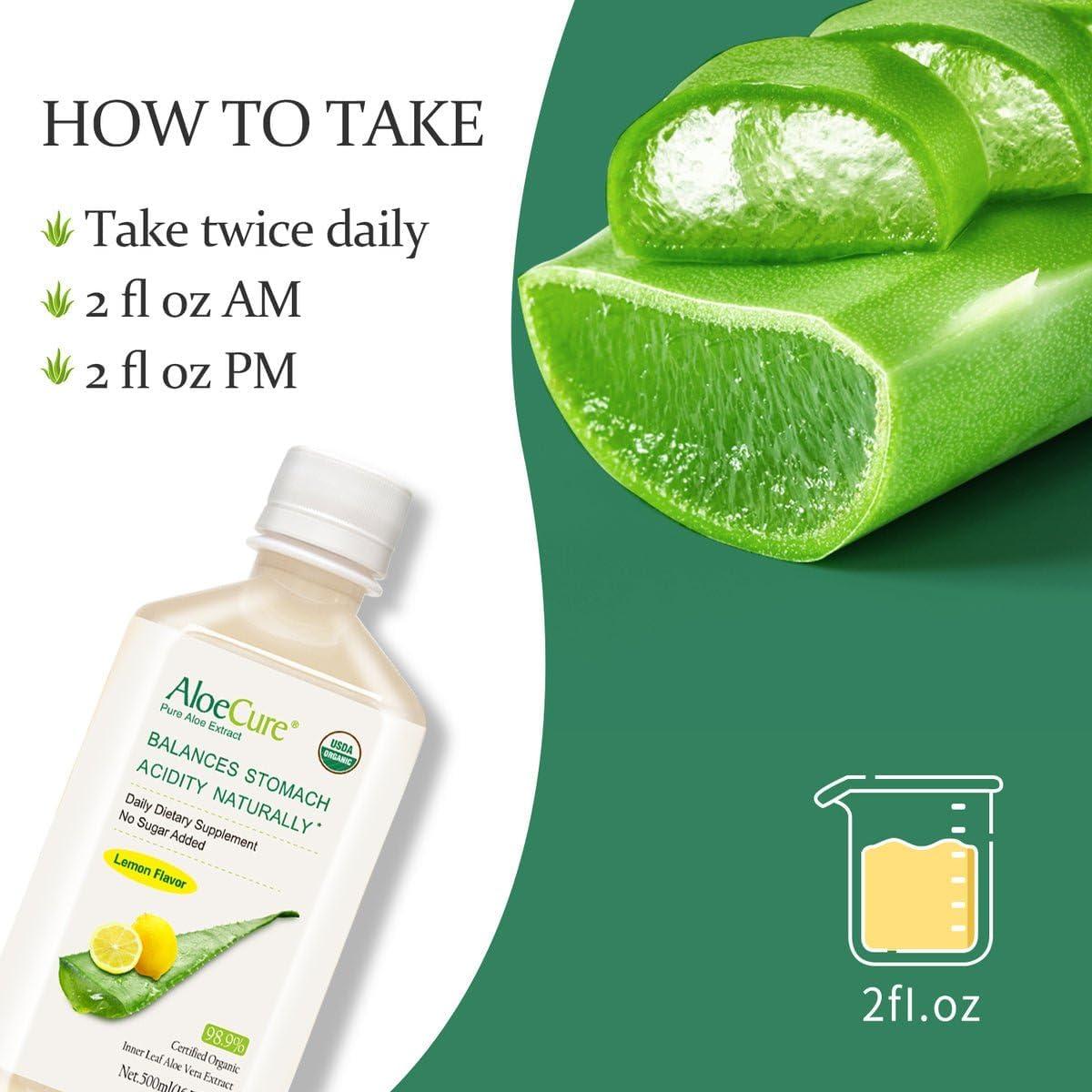 Jugo de Aloe Vera Orgánico AloeCure Limón 6 Botellas 496ml