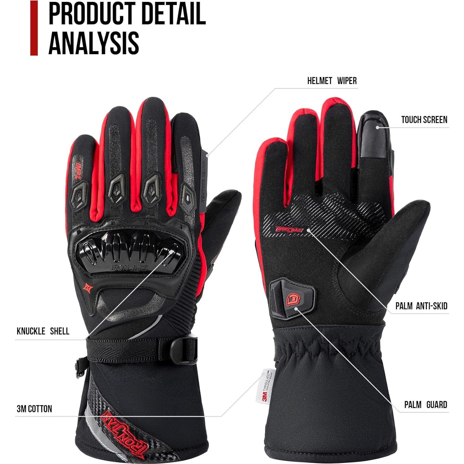 Guantes de Motocicleta IRON JIA'S Invierno Térmicos Impermeables M