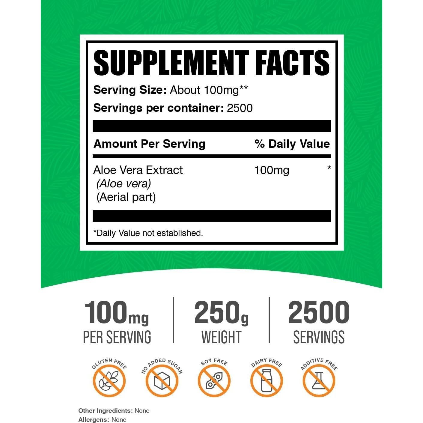Extracto de Aloe Vera en Polvo BulkSupplements 250g Vegano