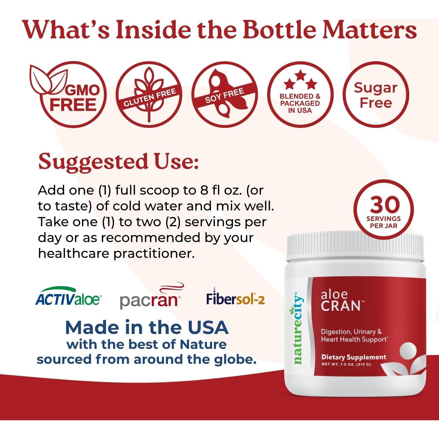 NatureCity AloeCran Bebida Sin Azúcar 425g | Aloe Vera y Arándano