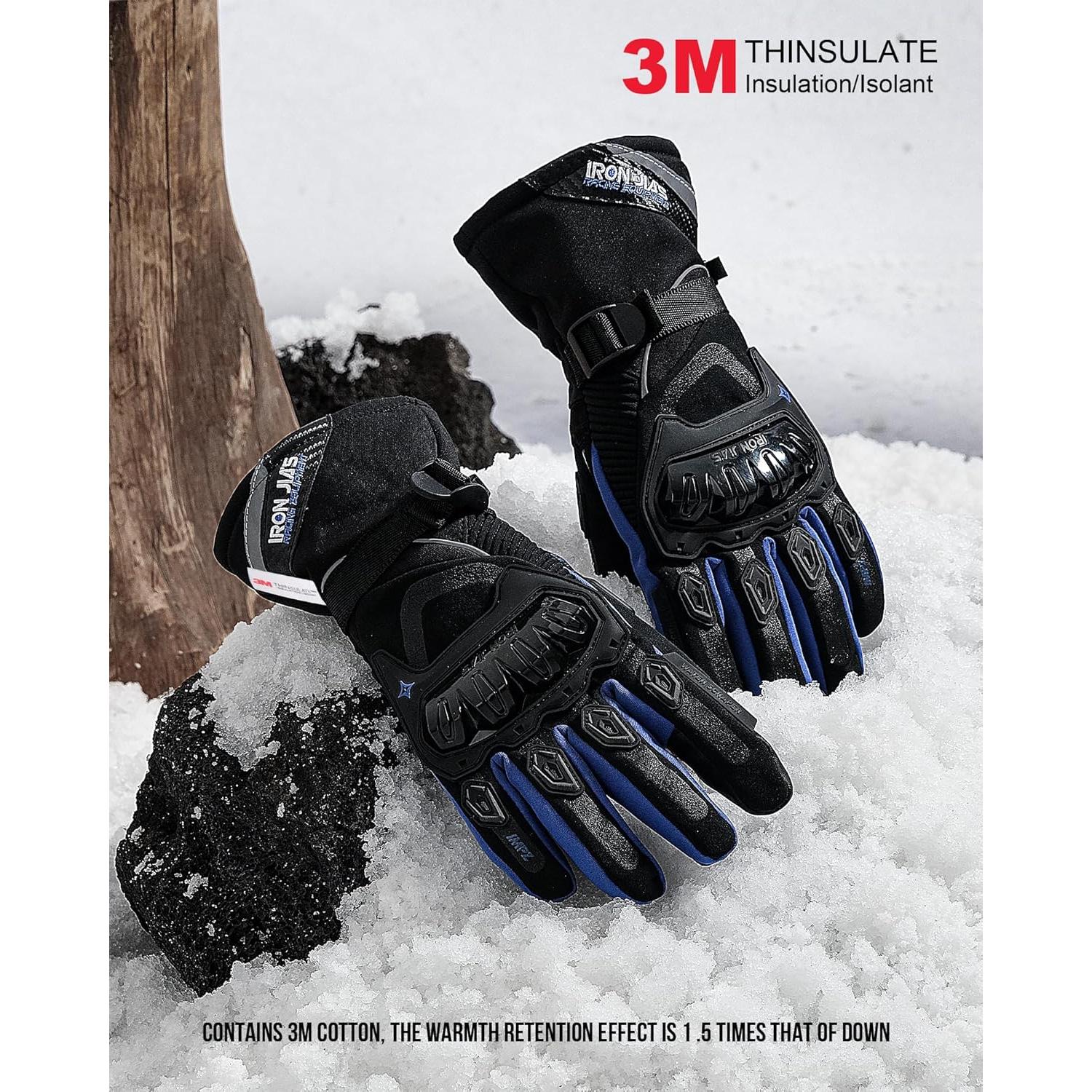 Guantes de Moto IRON JIA'S XL Impermeables Térmicos Azul