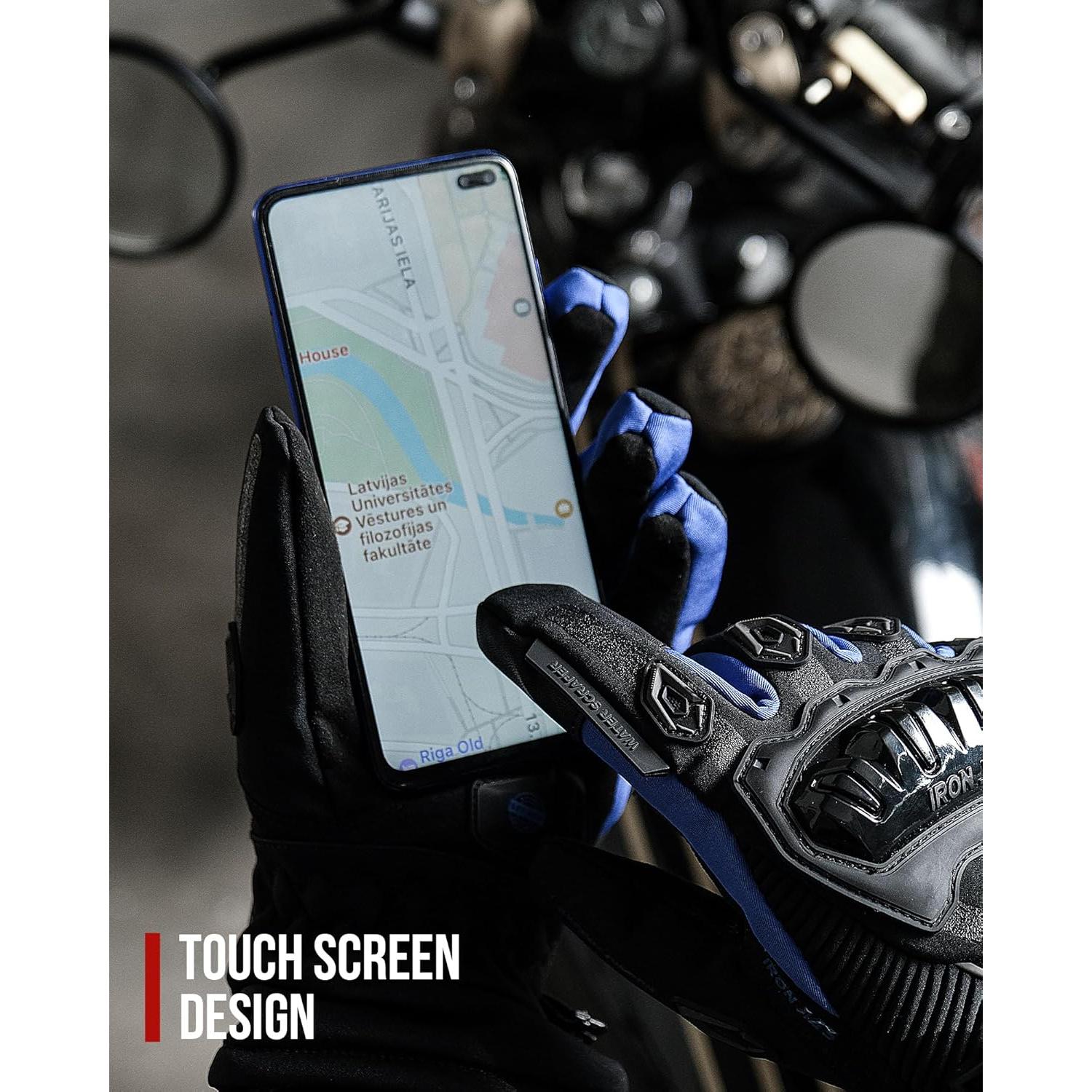 Guantes de Moto IRON JIA'S XL Impermeables Térmicos Azul