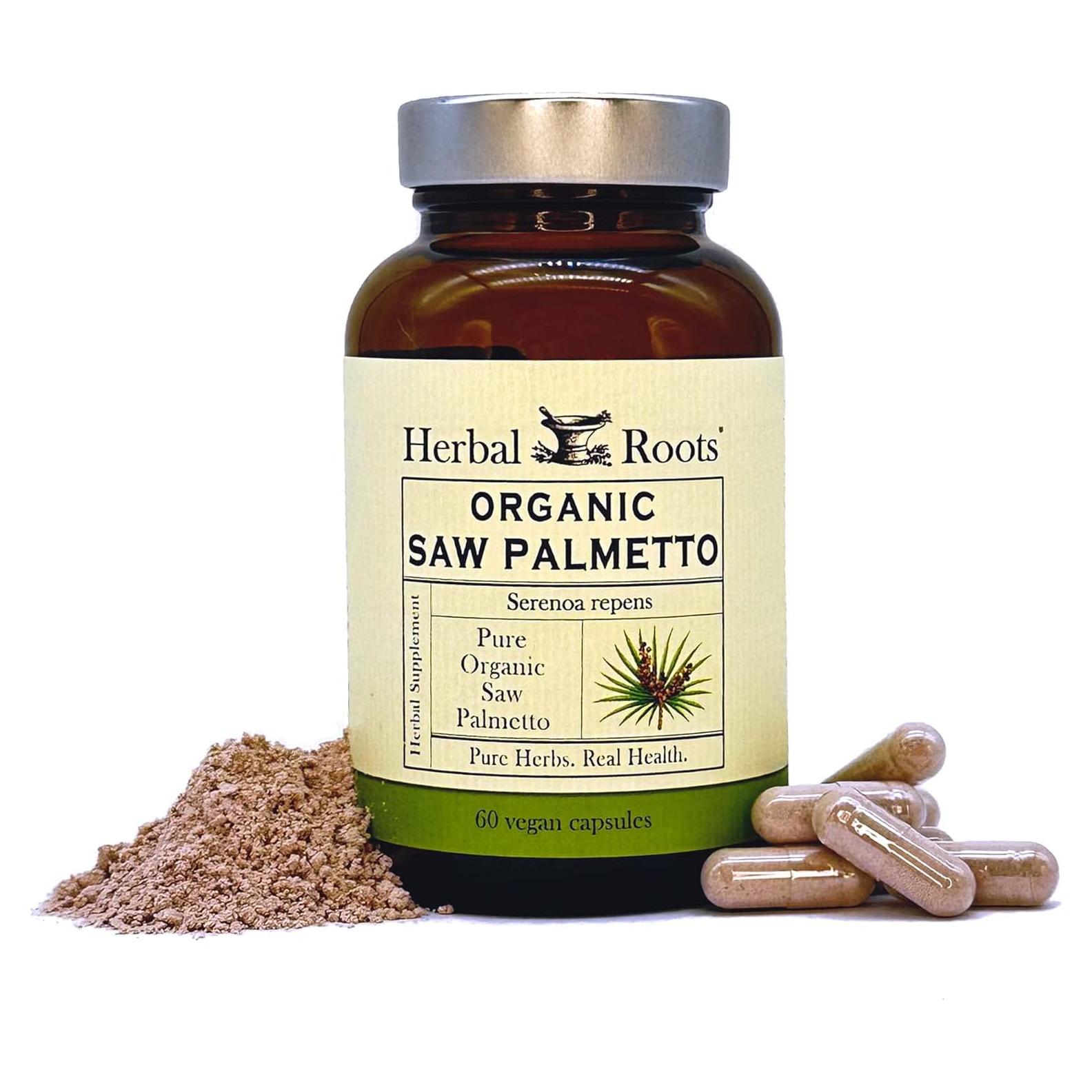 Cápsulas de Saw Palmetto Orgánico Herbal Roots 1000mg 60 Unidades