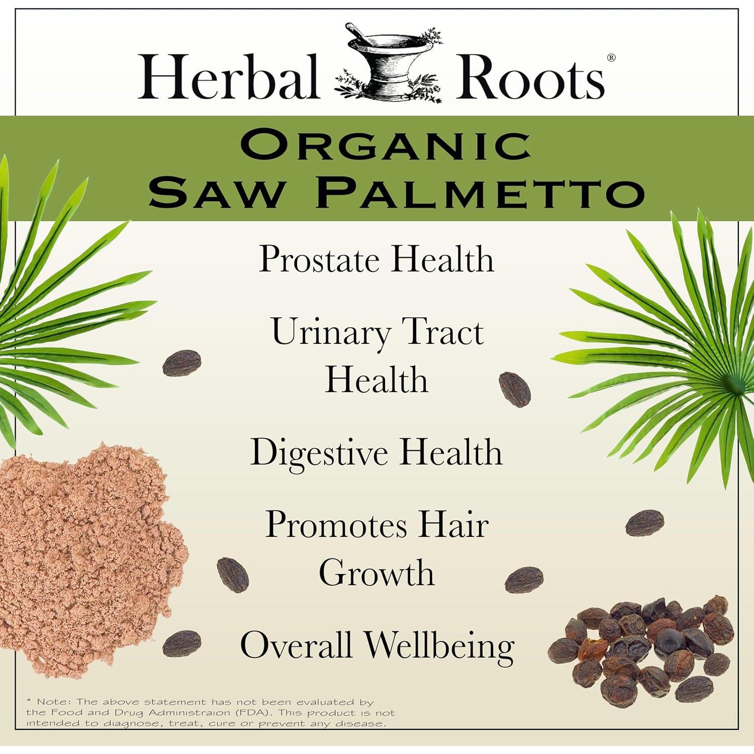 Cápsulas de Saw Palmetto Orgánico Herbal Roots 1000mg 60 Unidades