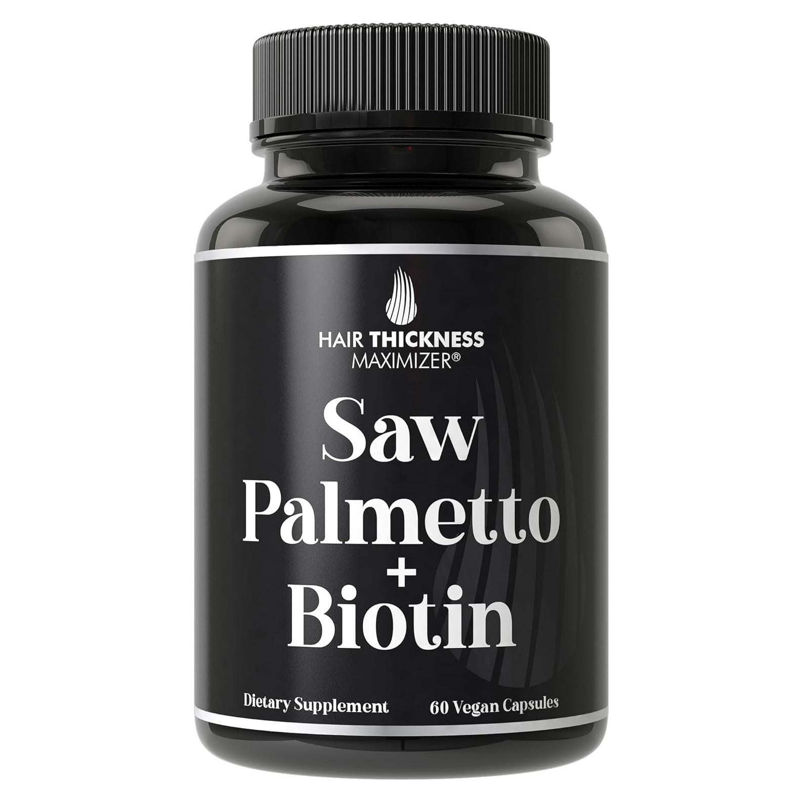 Suplemento Vegano de Saw Palmetto y Biotina 10000mcg - Hair Thickness Maximizer