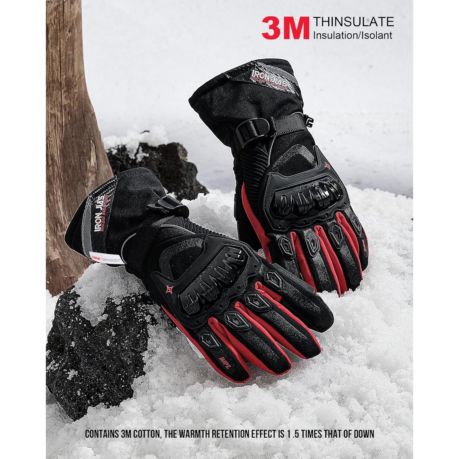 Guantes de Moto IRON JIA'S XXL Impermeables Térmicos Rojo