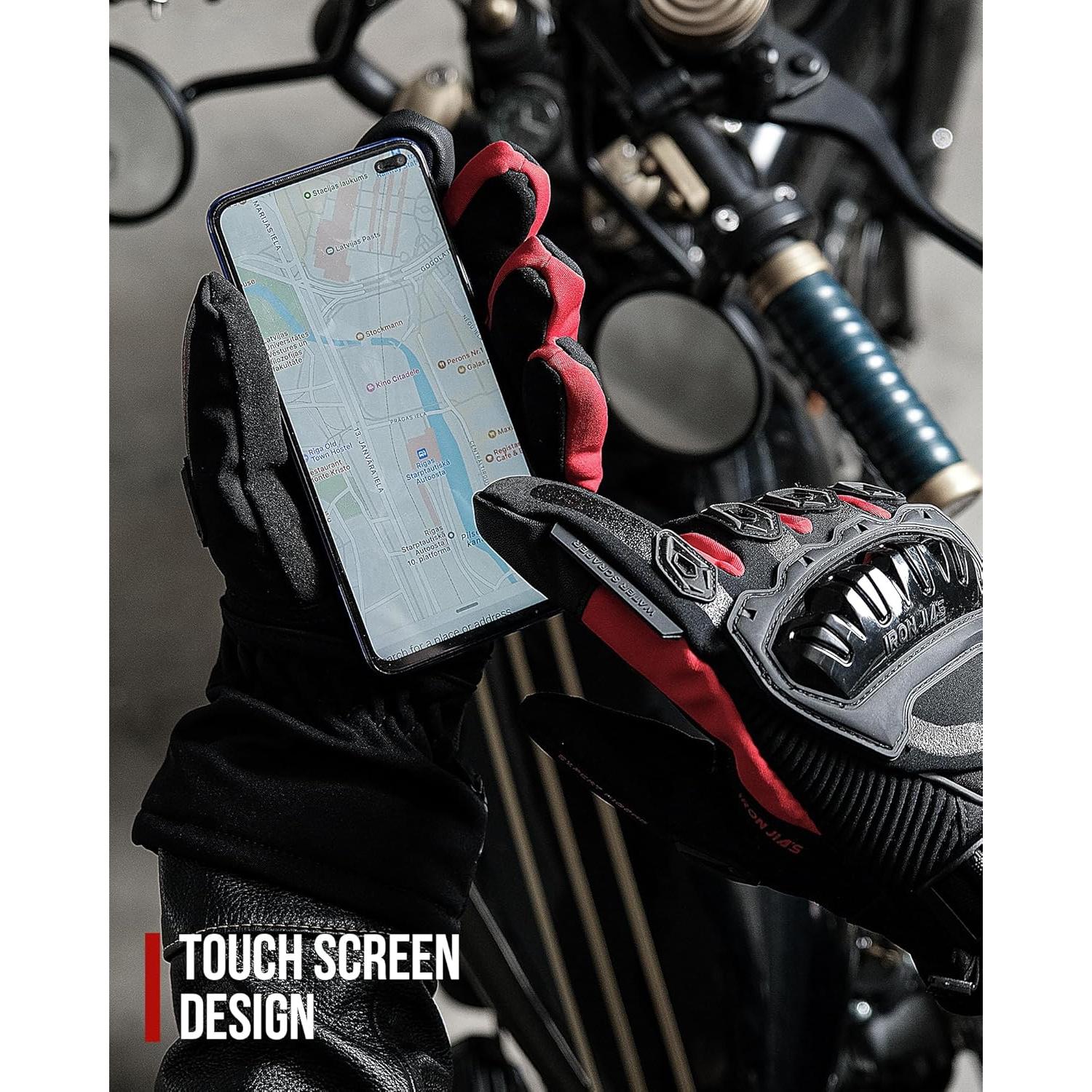 Guantes de Moto IRON JIA'S XXL Impermeables Térmicos Rojo