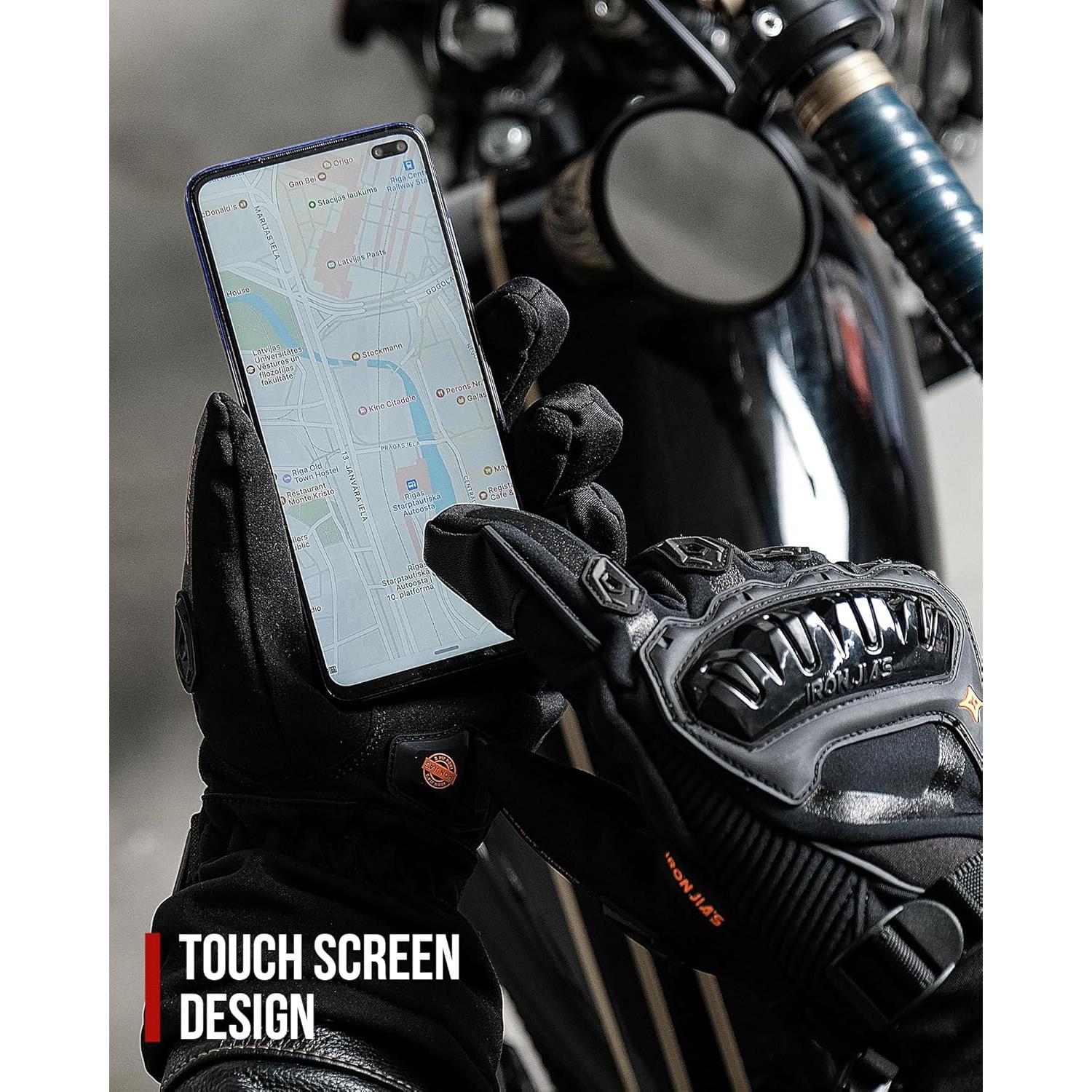 Guantes de Motocicleta IRON JIA'S Invierno Impermeables Táctiles