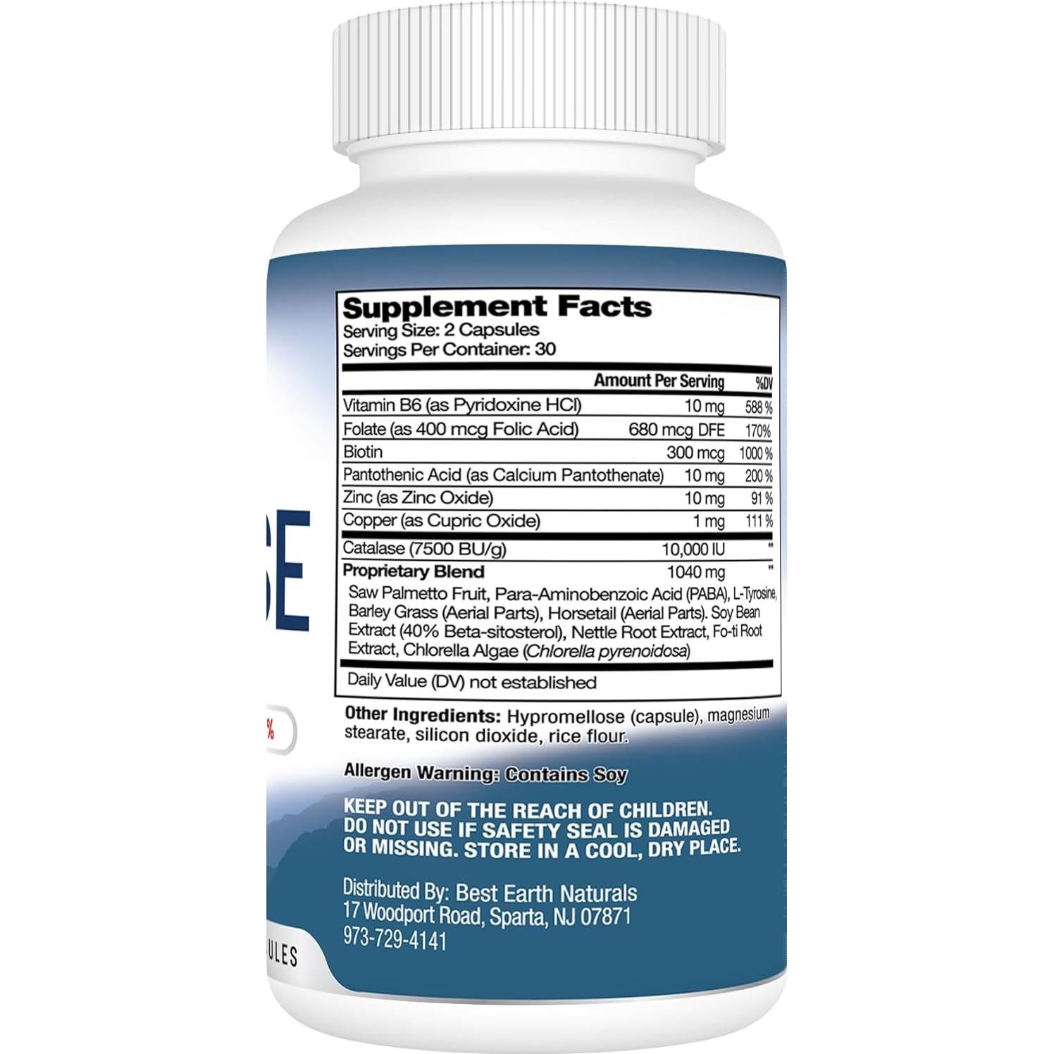 Suplemento de Catalasa Best Earth Naturals 10,000 - 60 Cápsulas