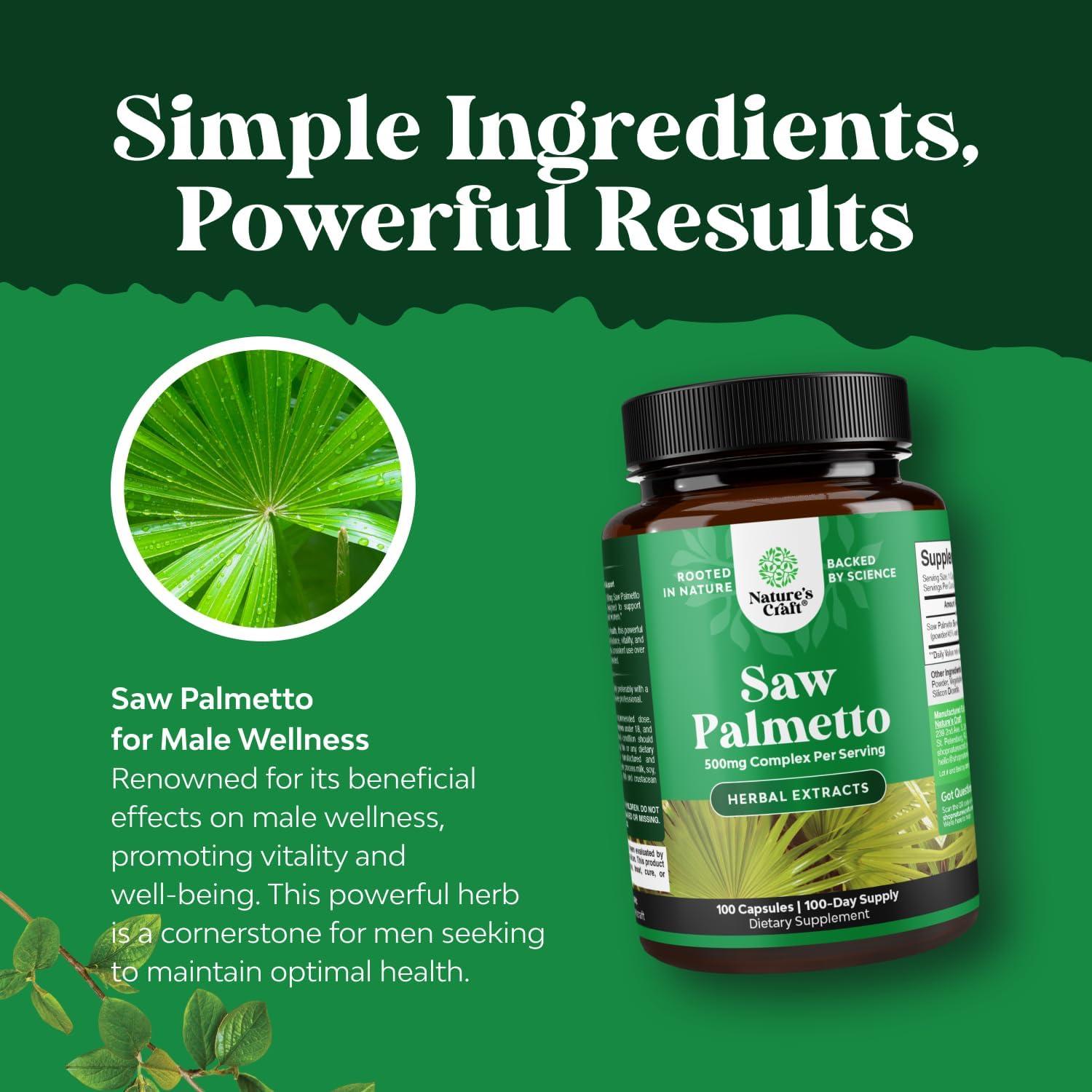 Extracto de Saw Palmetto Nature's Craft 500mg - 100 Cápsulas