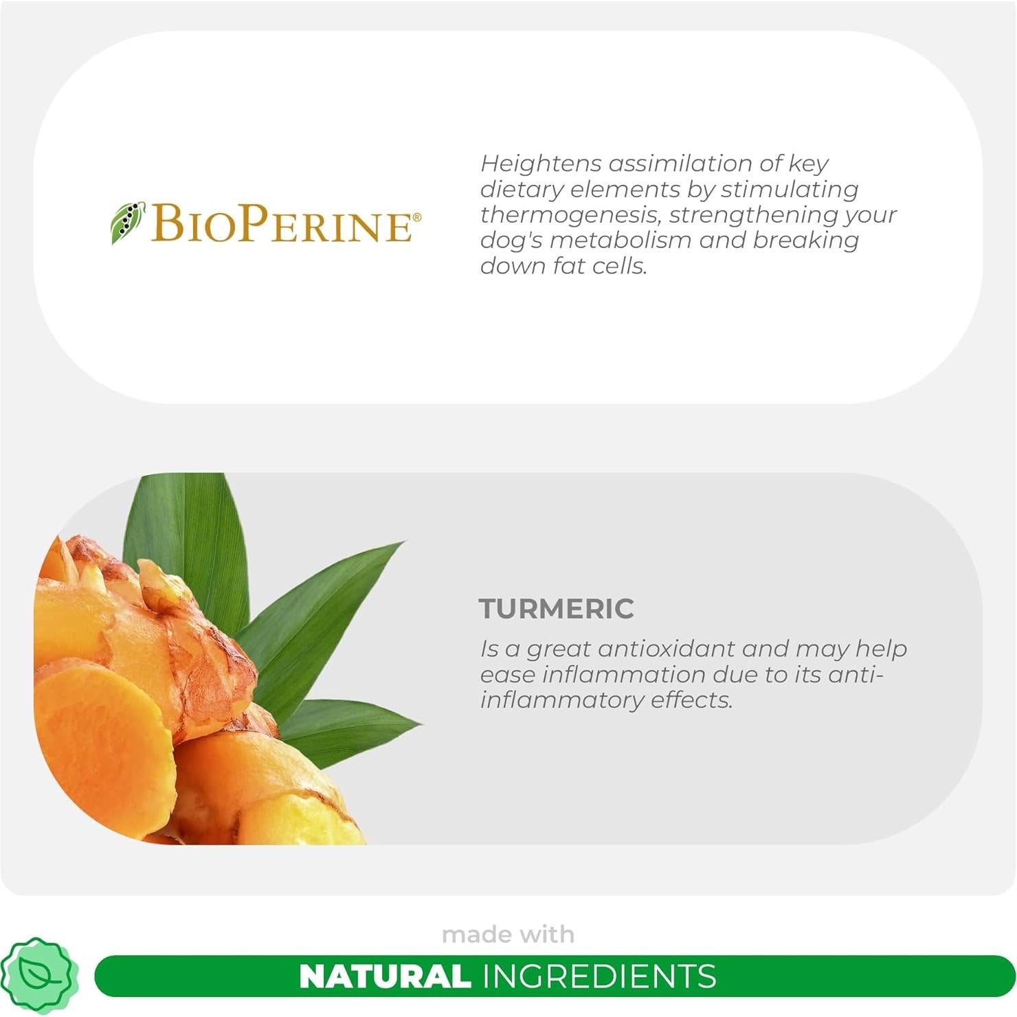 Cápsulas de Cúrcuma para Perros Coco y Luna - 120 Tabletas Masticables Antiinflamatorias