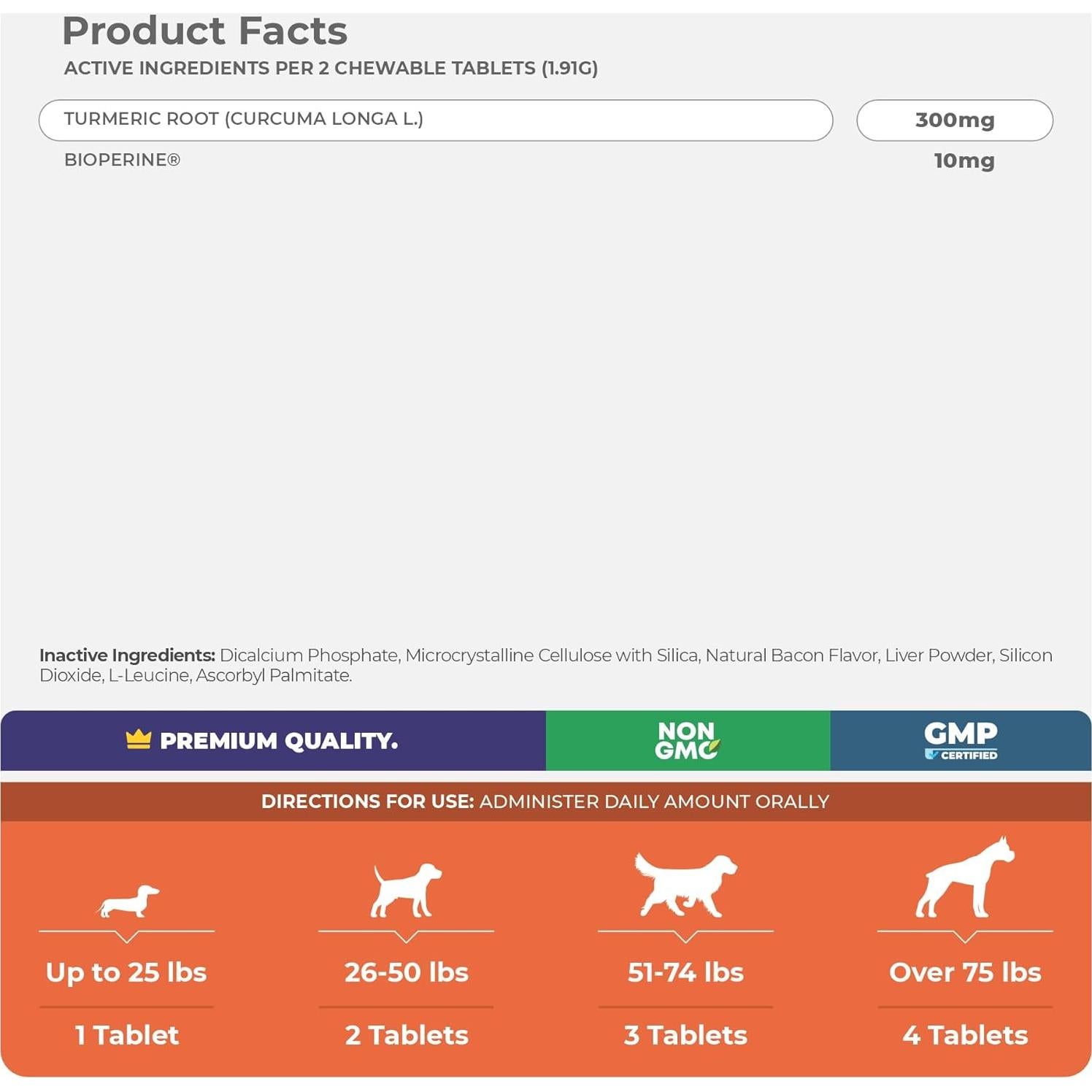 Cápsulas de Cúrcuma para Perros Coco y Luna - 120 Tabletas Masticables Antiinflamatorias