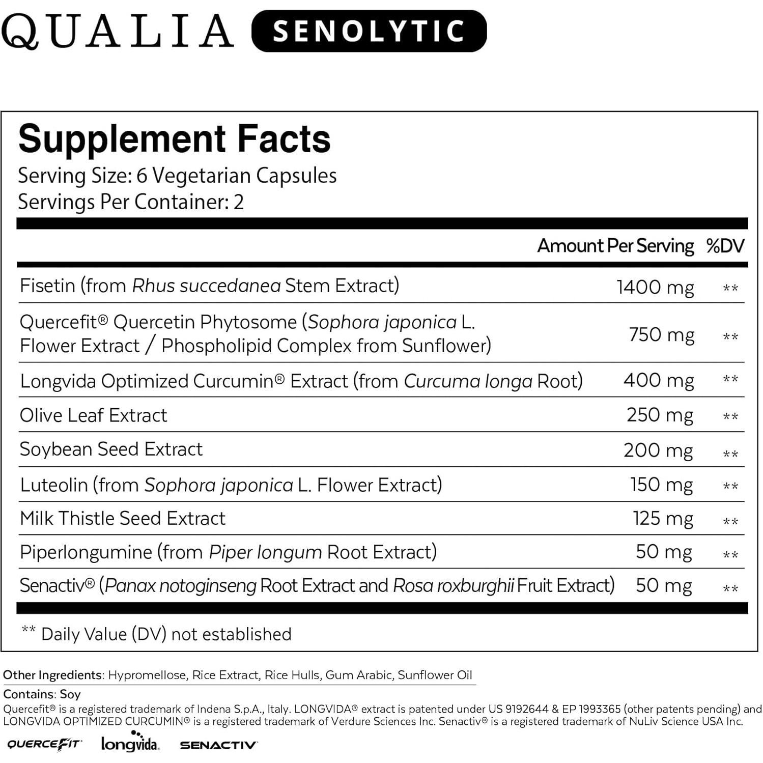 Suplemento Antienvejecimiento Qualia Senolytic 12 Cápsulas