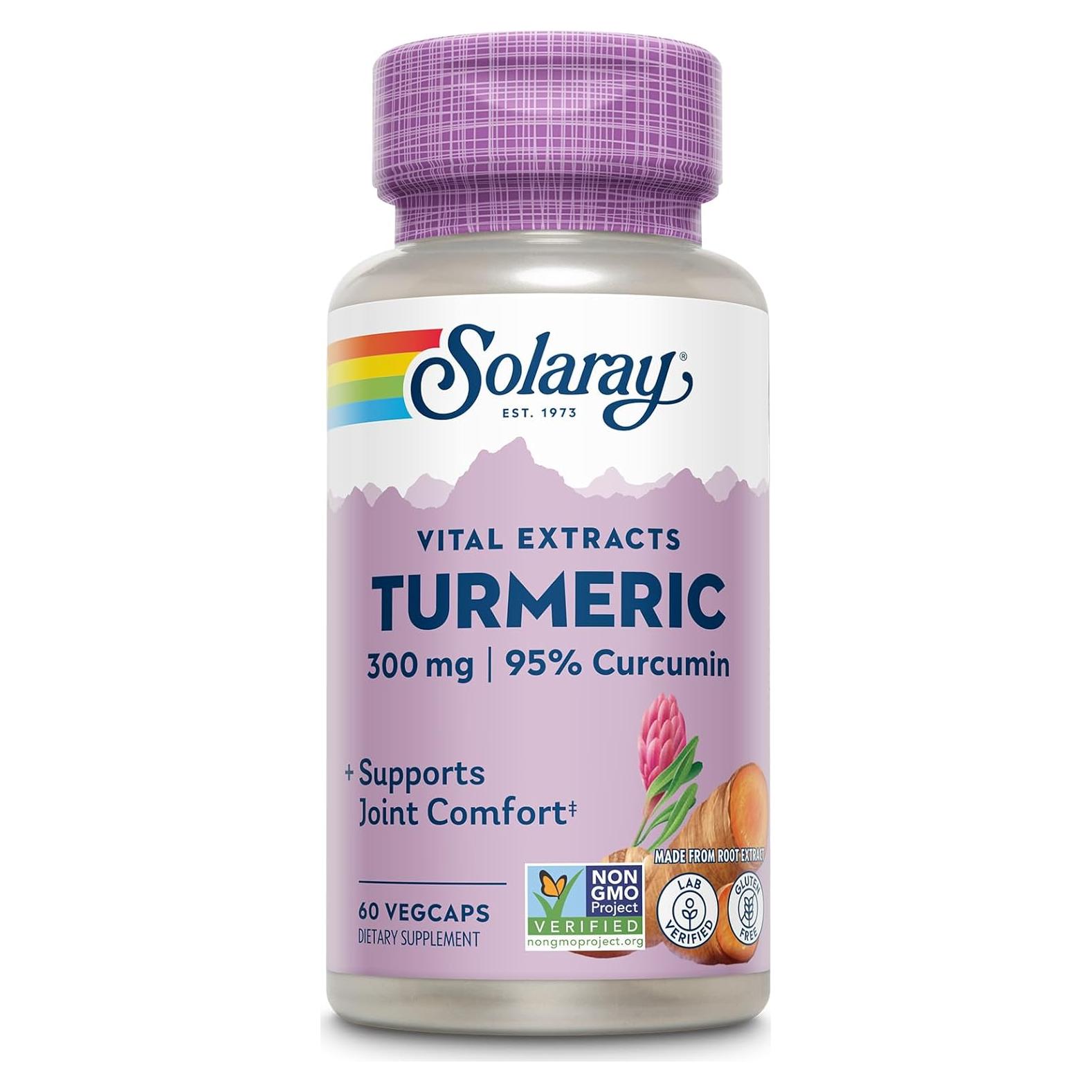 Suplemento de Cúrcuma Solaray 300 mg - 95% Curcumina Vegano